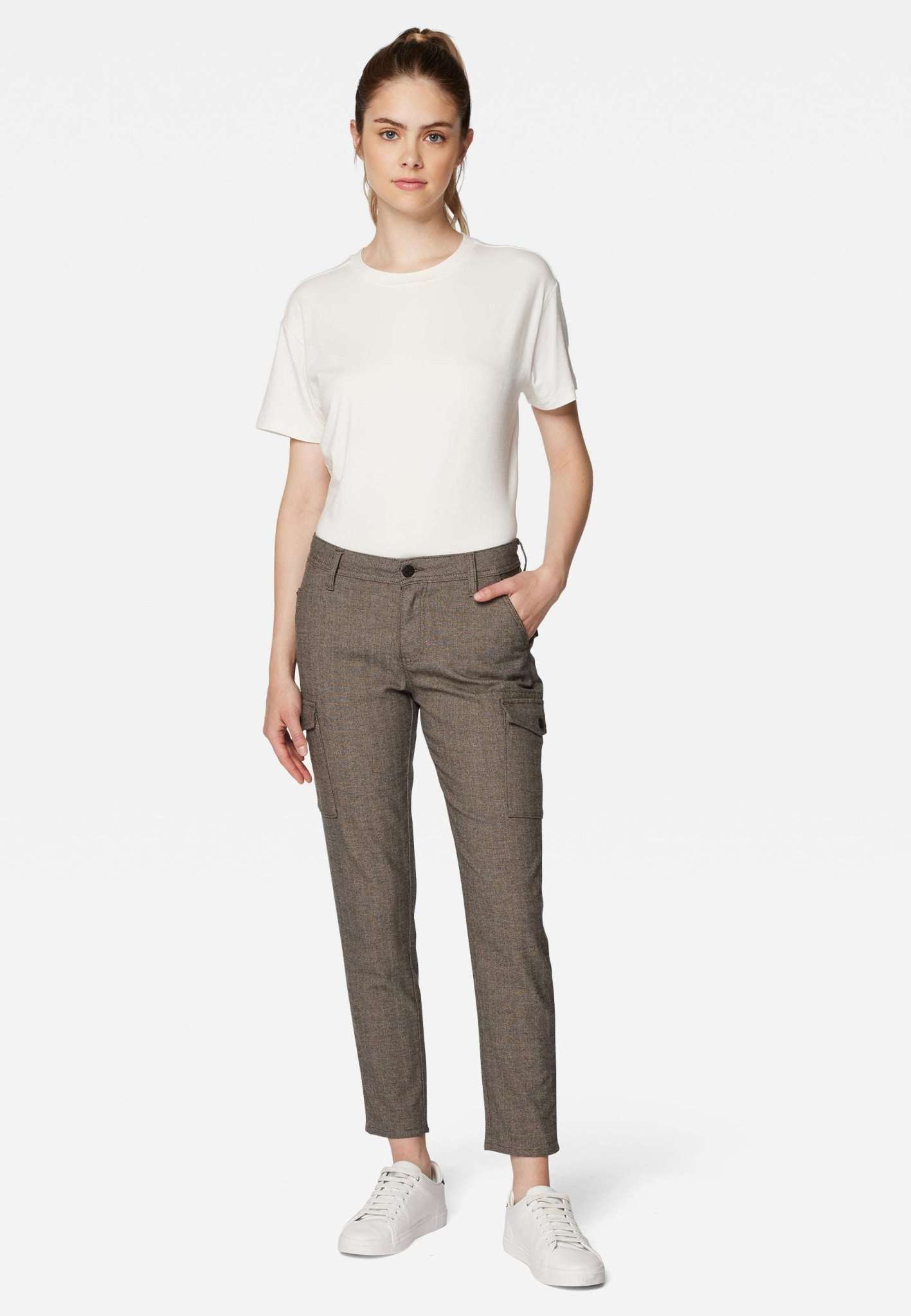 Luzi in Brown Herringbone Smart Sporty Hosen Mavi