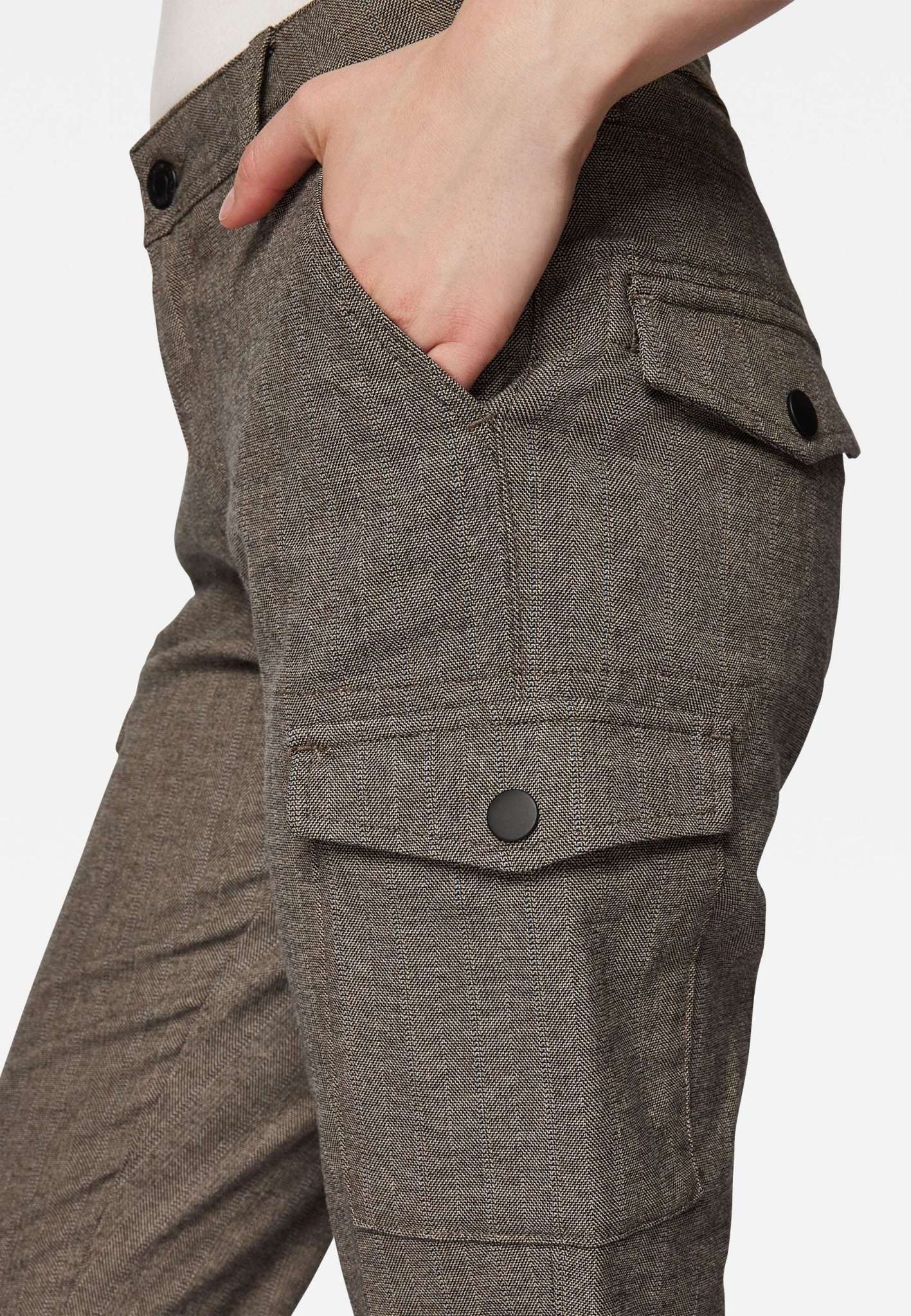 Luzi in Brown Herringbone Smart Sporty Hosen Mavi