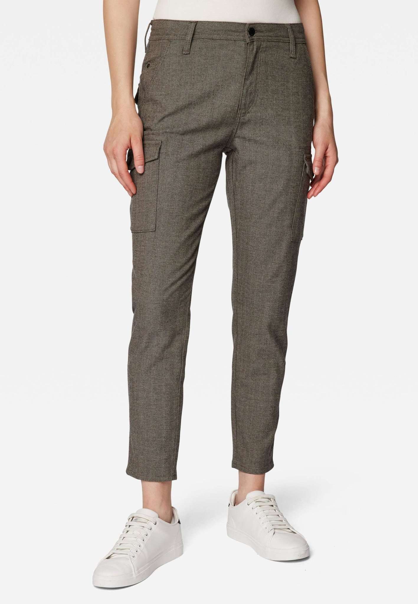 Luzi in Brown Herringbone Smart Sporty Hosen Mavi