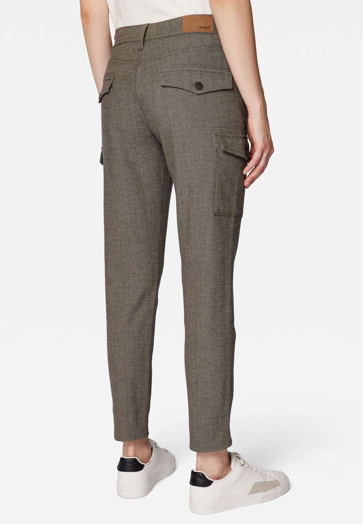 Luzi in Brown Herringbone Smart Sporty Hosen Mavi