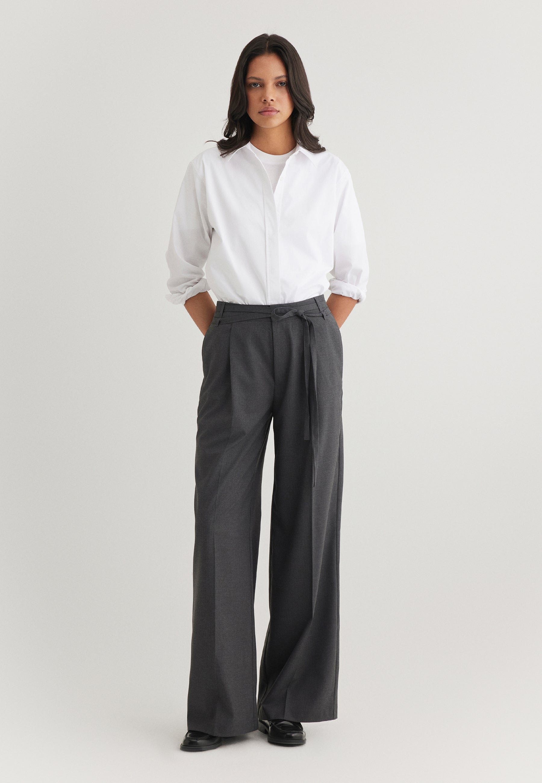 Woven Pants Belt in Antrasit Pin Stripe Hosen Mavi