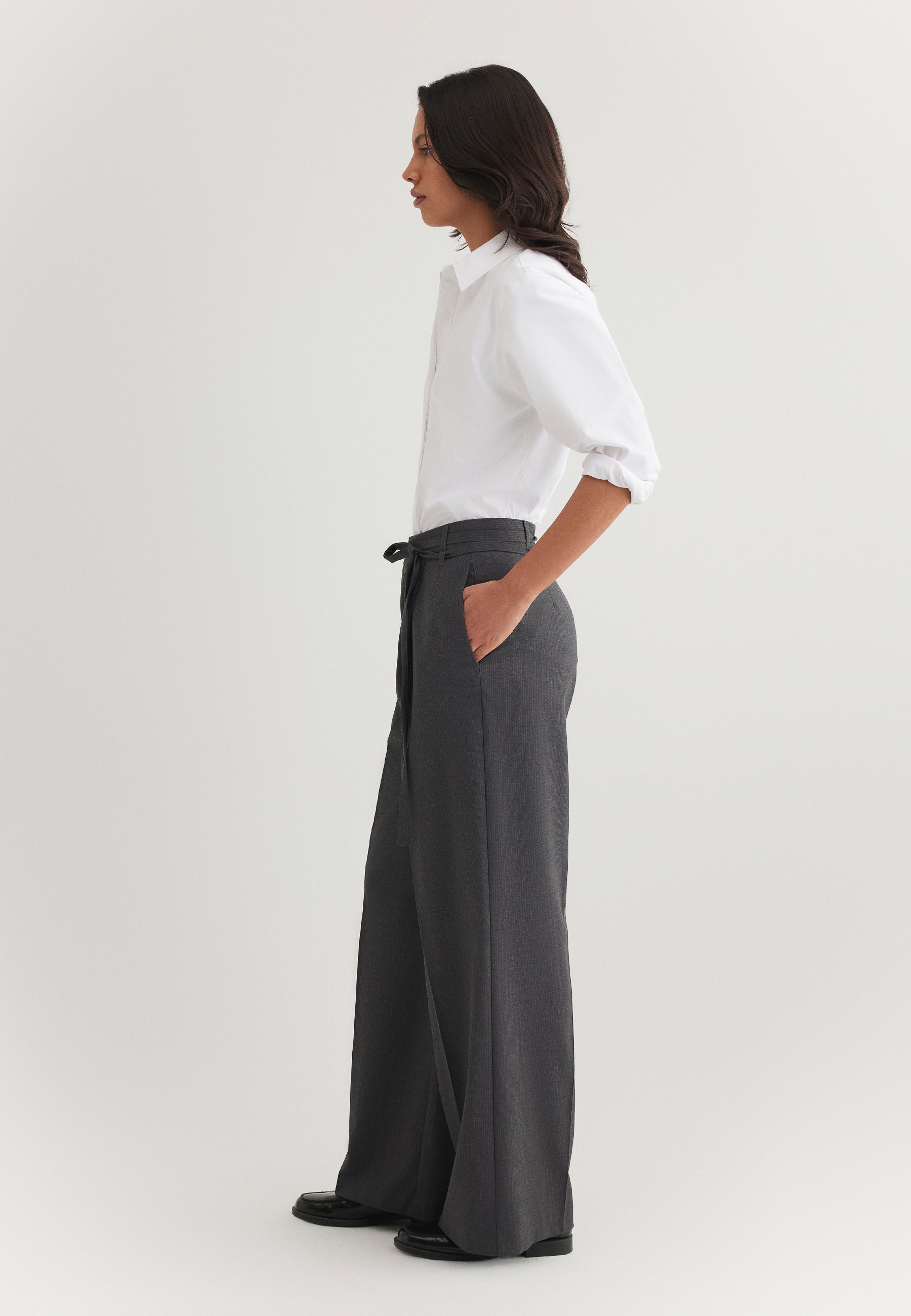 Woven Pants Belt in Antrasit Pin Stripe Hosen Mavi