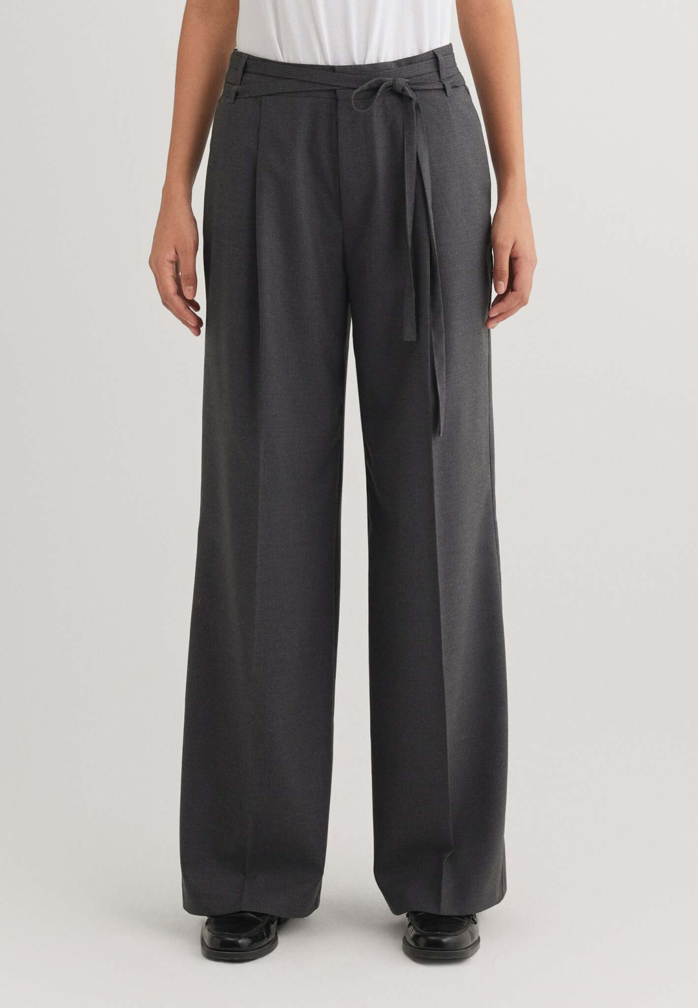 Woven Pants Belt in Antrasit Pin Stripe Hosen Mavi
