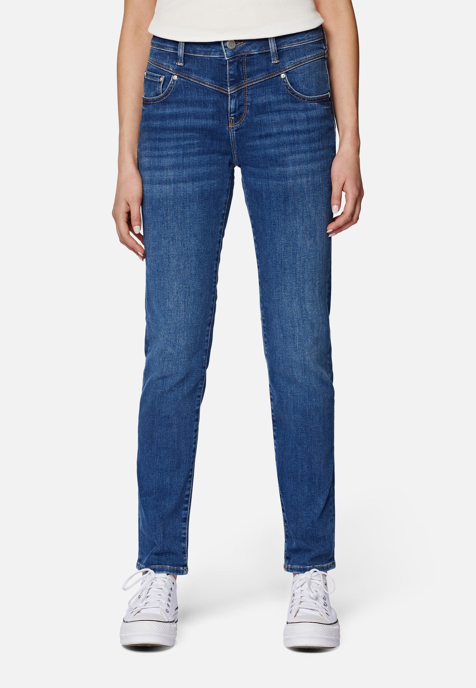 Sophie in Mid Shaded Blue Str Jeans Mavi