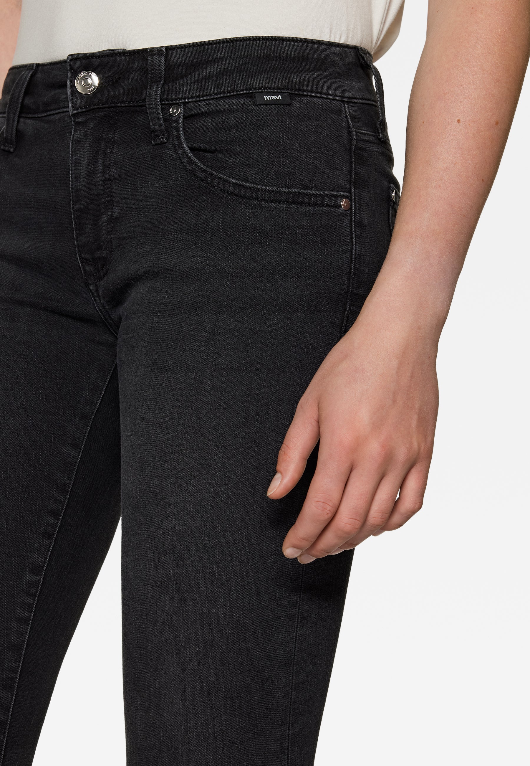 Lexy in Mid Smoke Glam Jeans Mavi