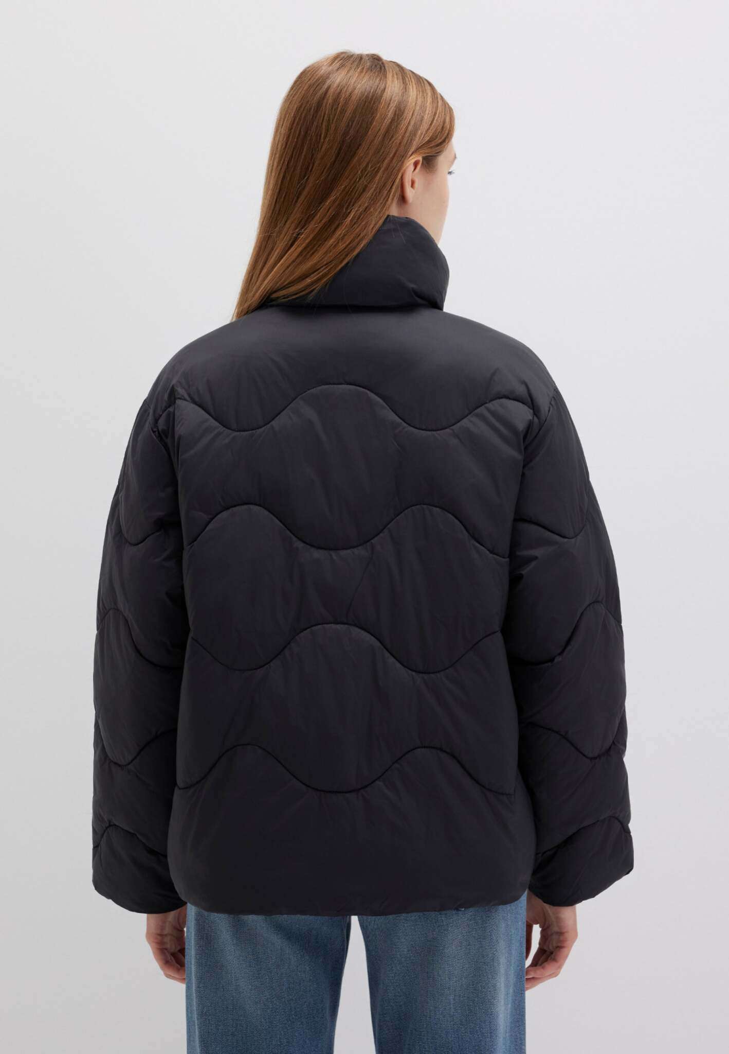 High Collar Jacket in Black Jacken Mavi