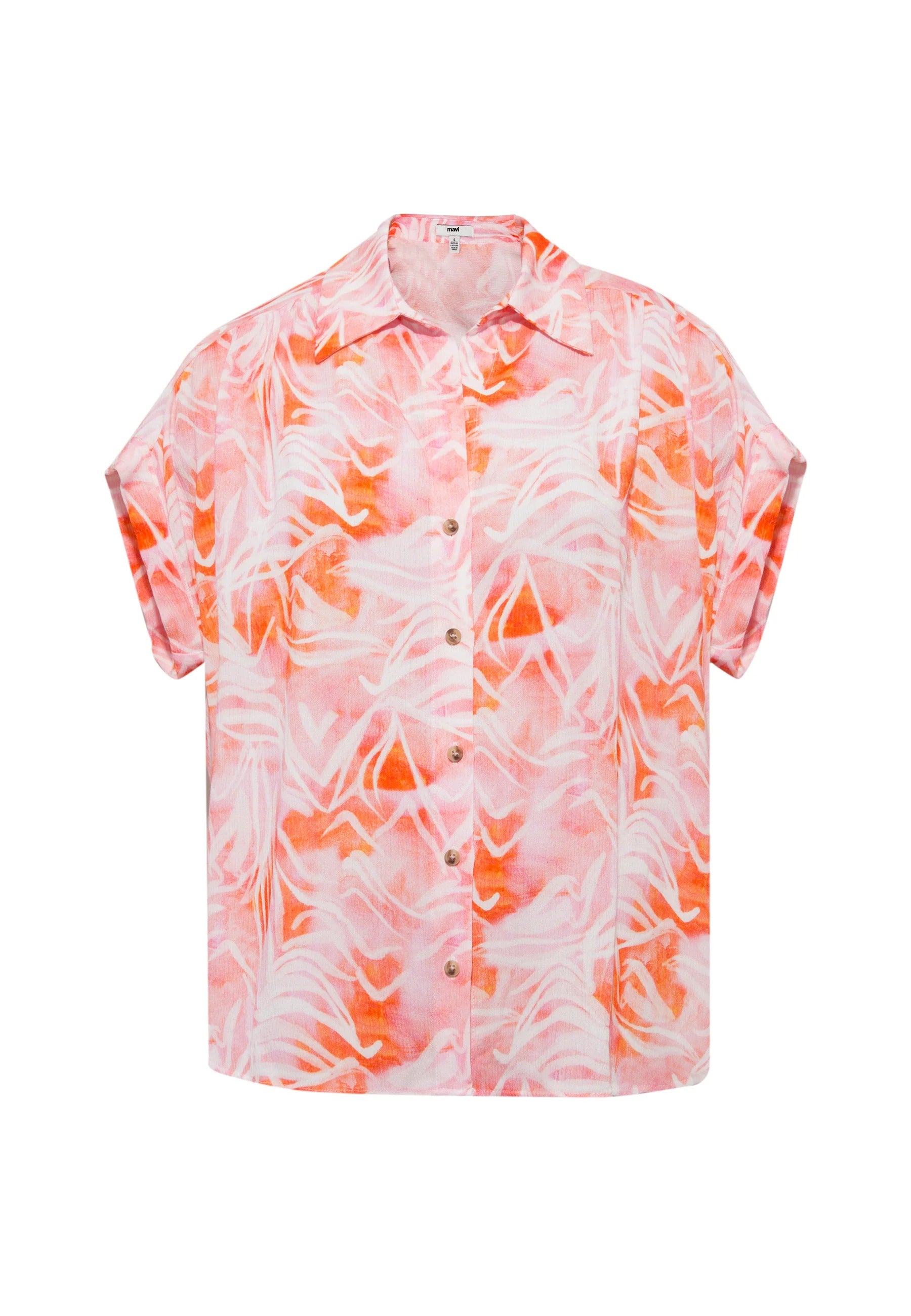 Short Sleeve Shirt in Water Leaf Print Hemden Mavi