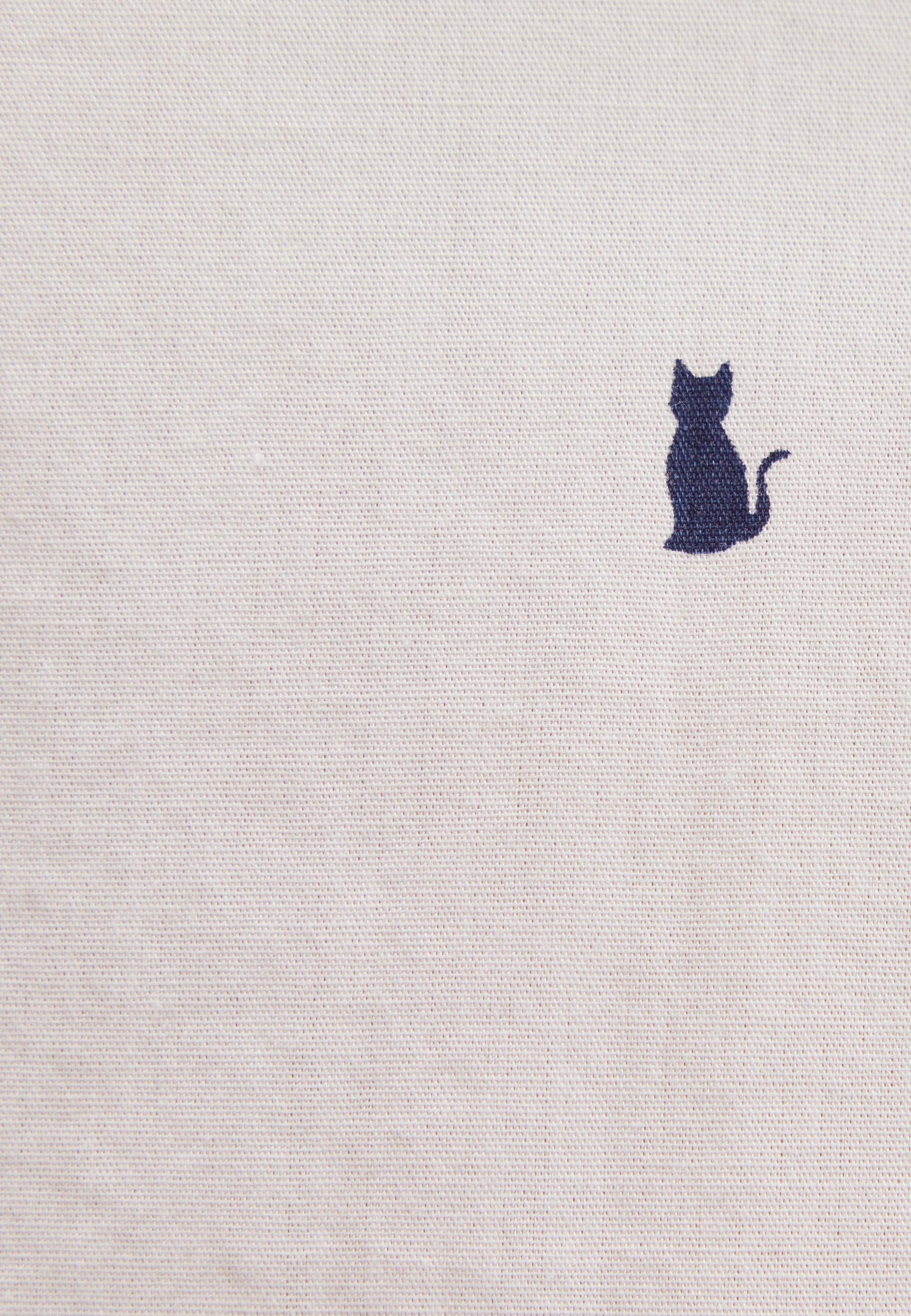 Long Sleeve Woven Shirt in Cat All Over Print Hemden Mavi