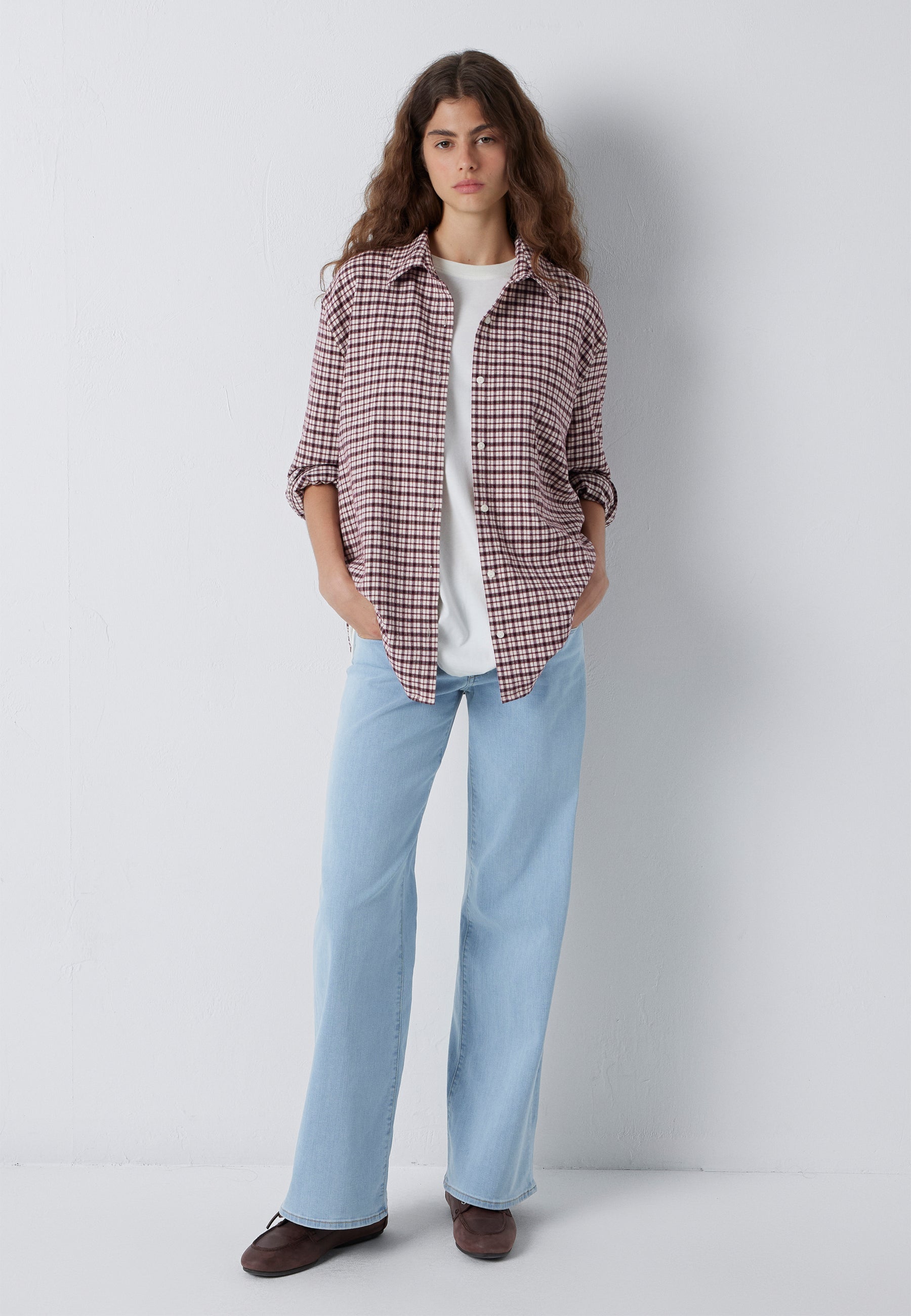 Bluse Check in Cherry Check Hemden Mavi