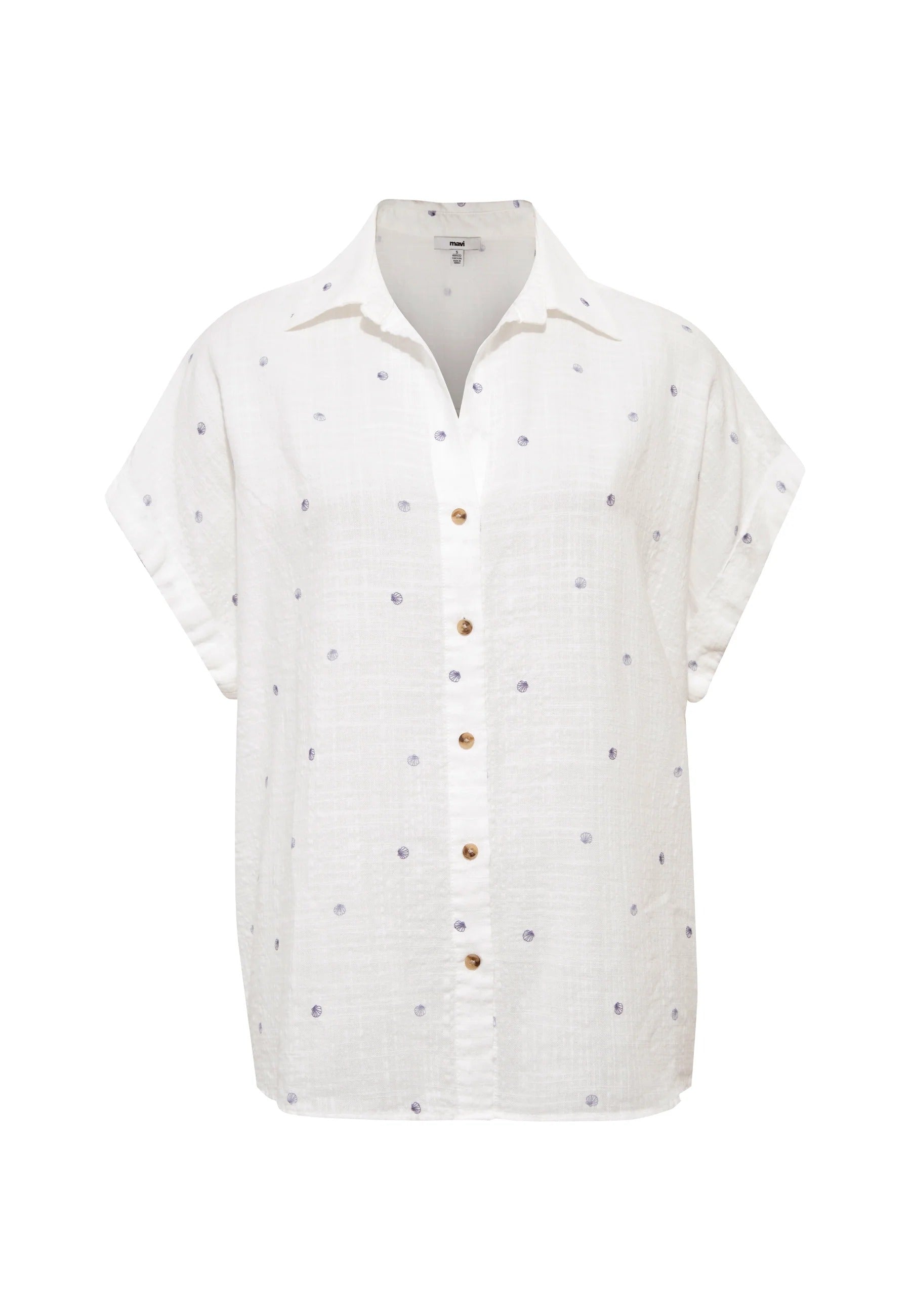 Short Sleeve Woven Shirt in Small Stroke Shell Print Hemden Mavi