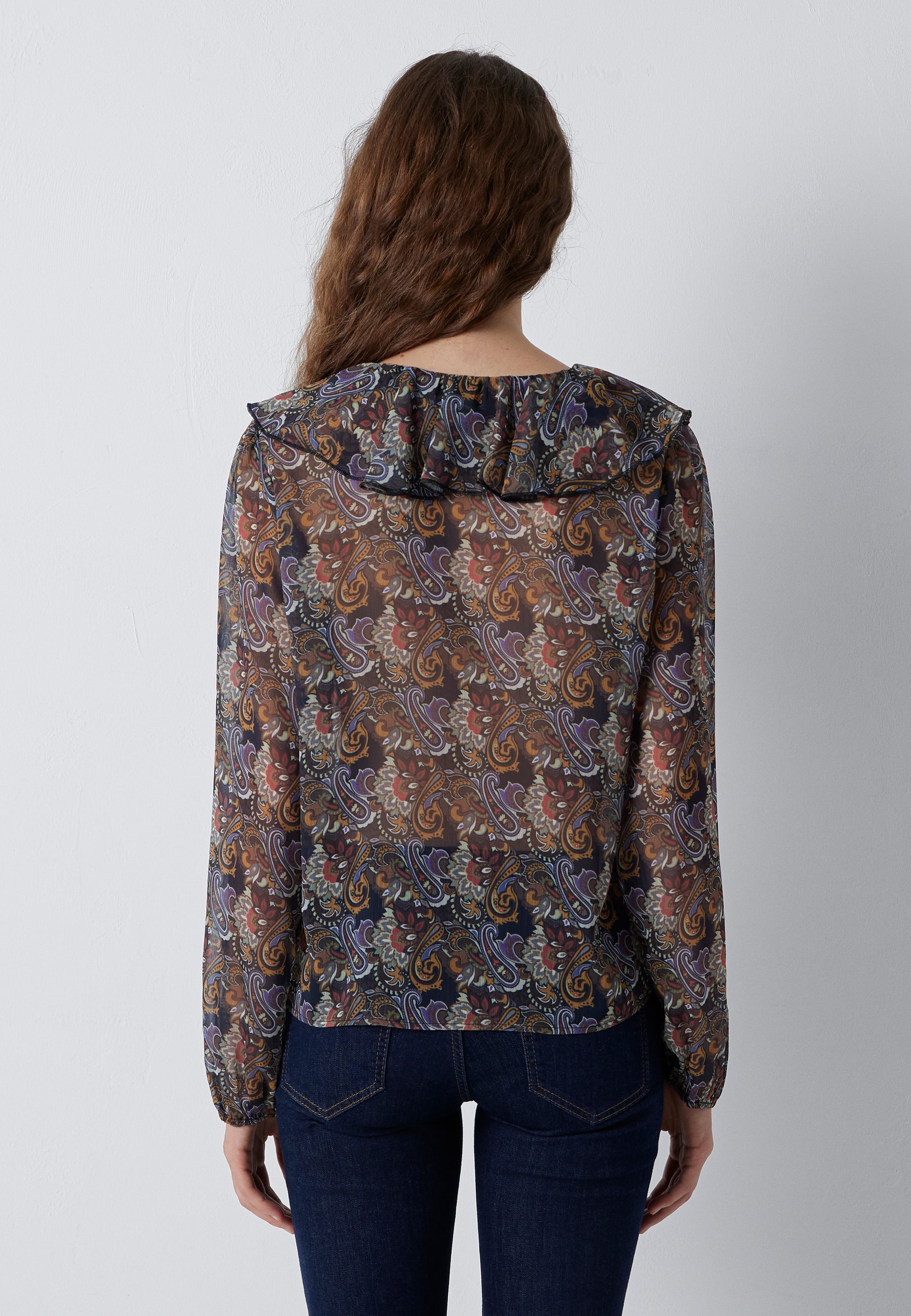 Bluse Paisley in Paisley Print Hemden Mavi