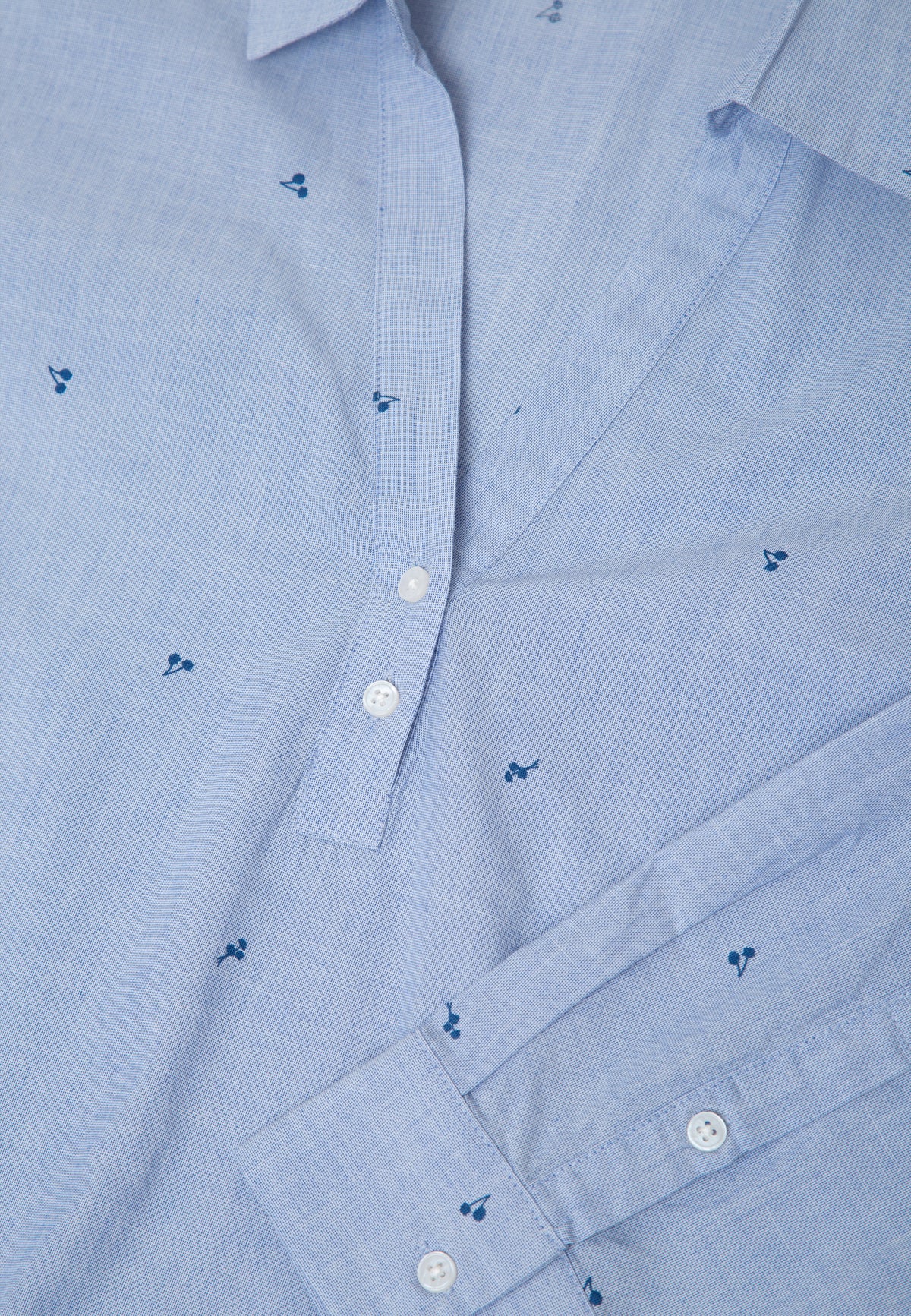 Langarmbluse Woven in Oxford Blue Print Hemden Mavi
