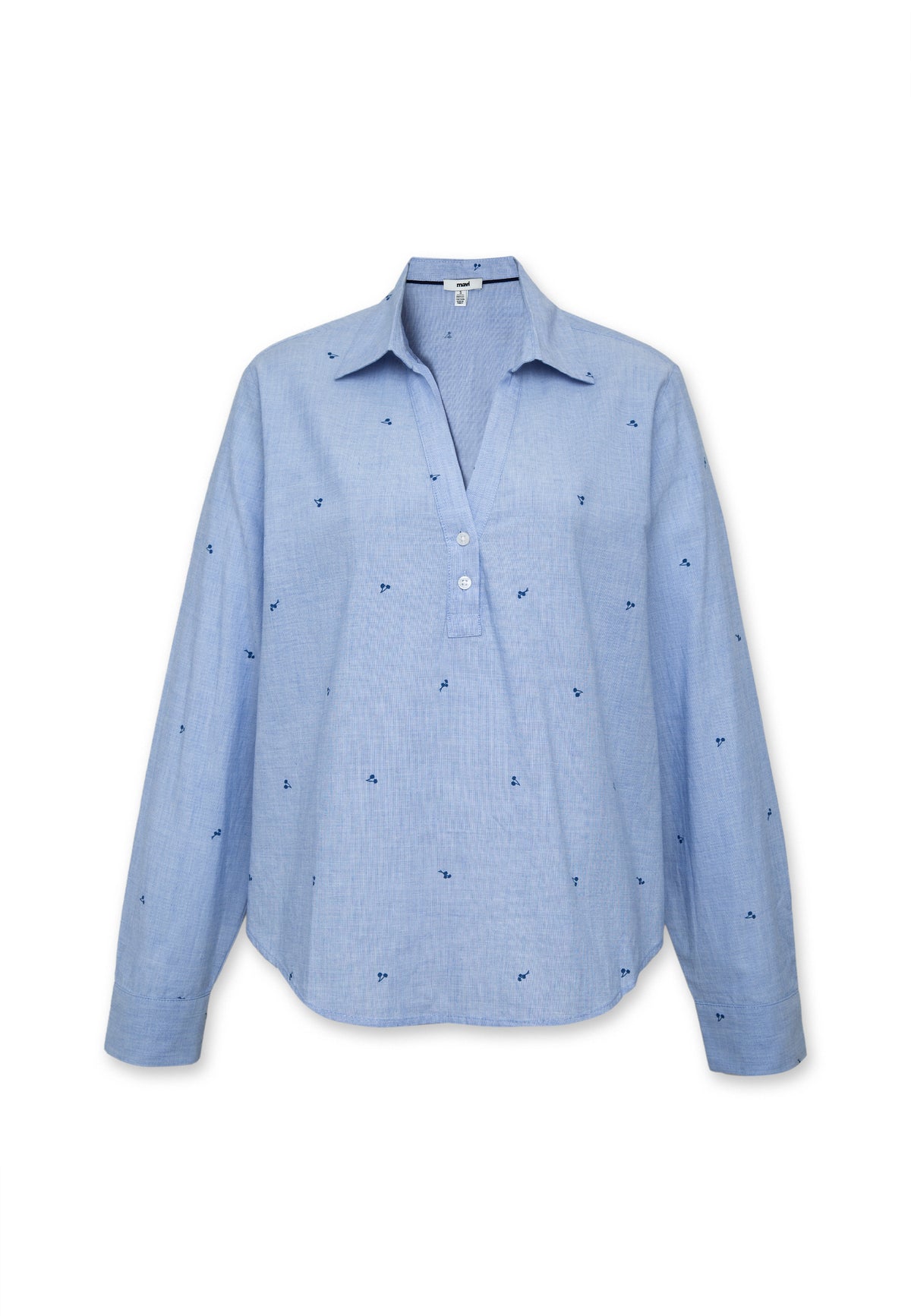 Langarmbluse Woven in Oxford Blue Print Hemden Mavi