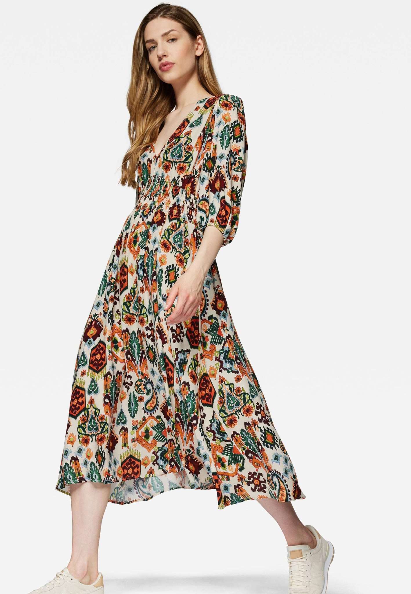 Printed Dress in Kilim Print Kleider Mavi