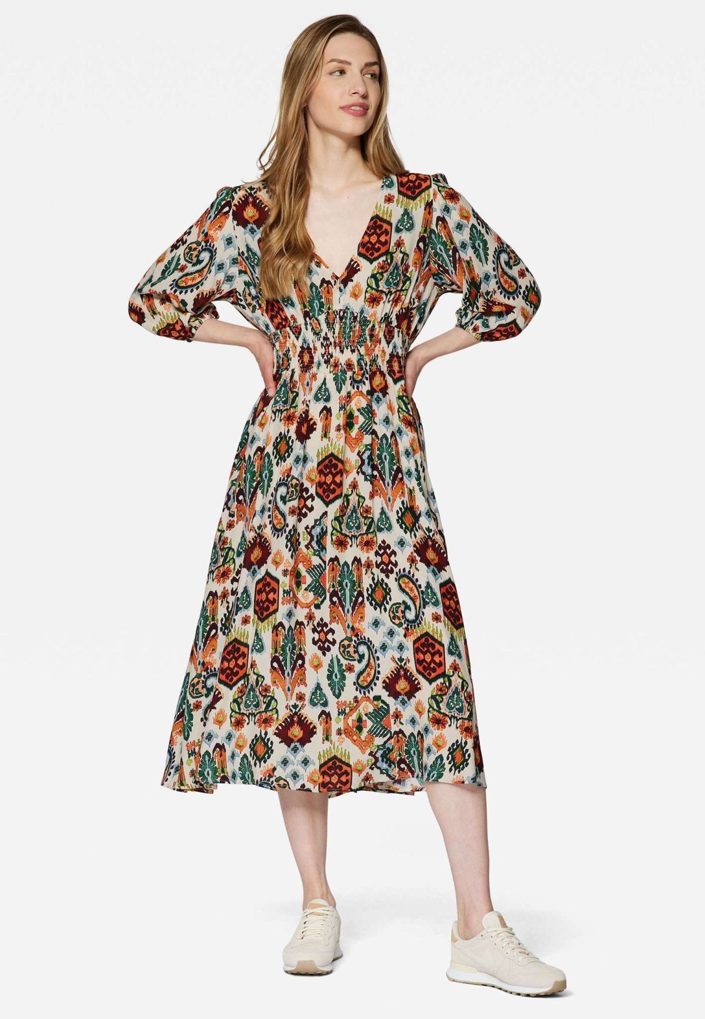 Printed Dress in Kilim Print Kleider Mavi