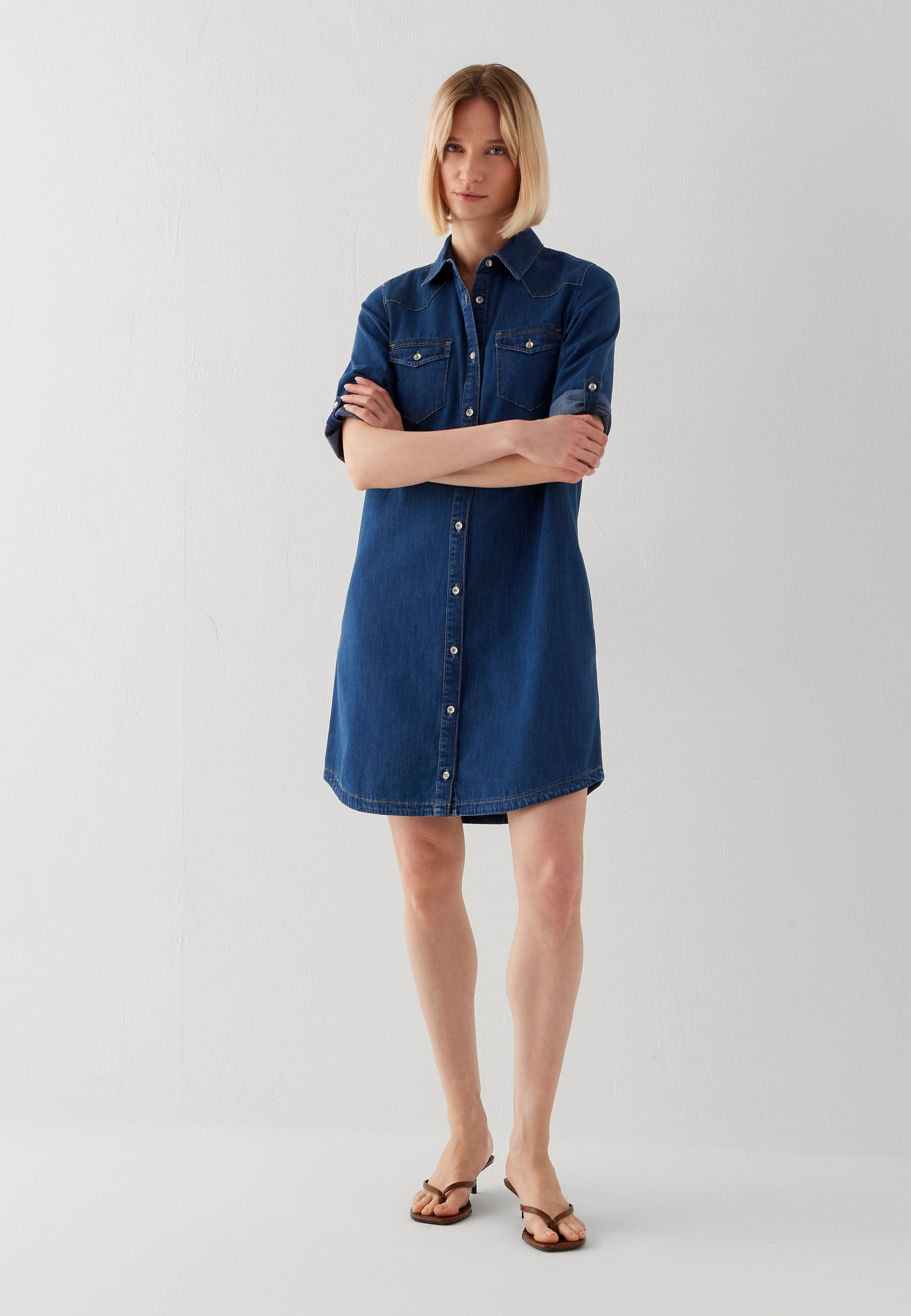 Lyra in Dark Blue Lt Denim Kleider Mavi