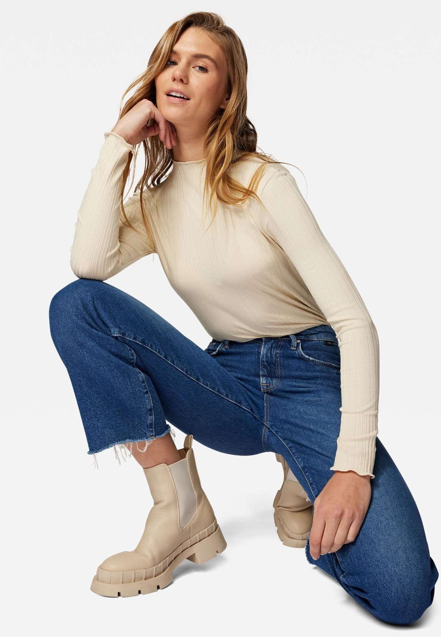 Long Sleeve Top in Cloud Cream Langarmshirts Mavi