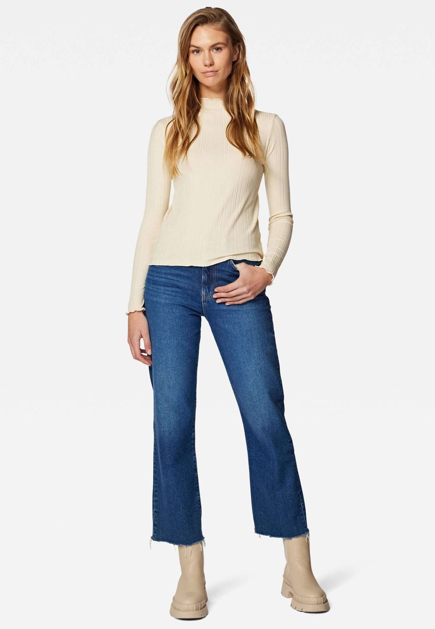 Long Sleeve Top in Cloud Cream Langarmshirts Mavi