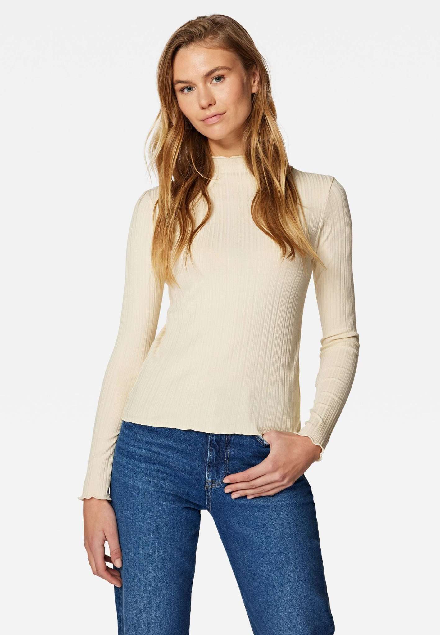 Long Sleeve Top in Cloud Cream Langarmshirts Mavi