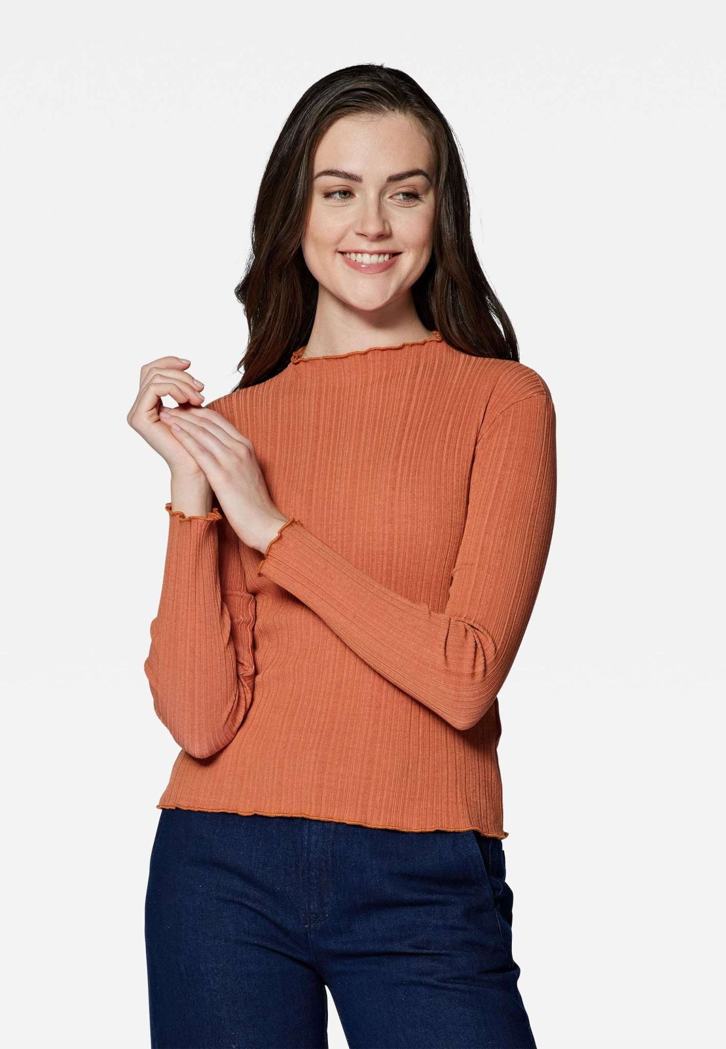 Long Sleeve Top in Autumn Leaf Hemden Mavi   