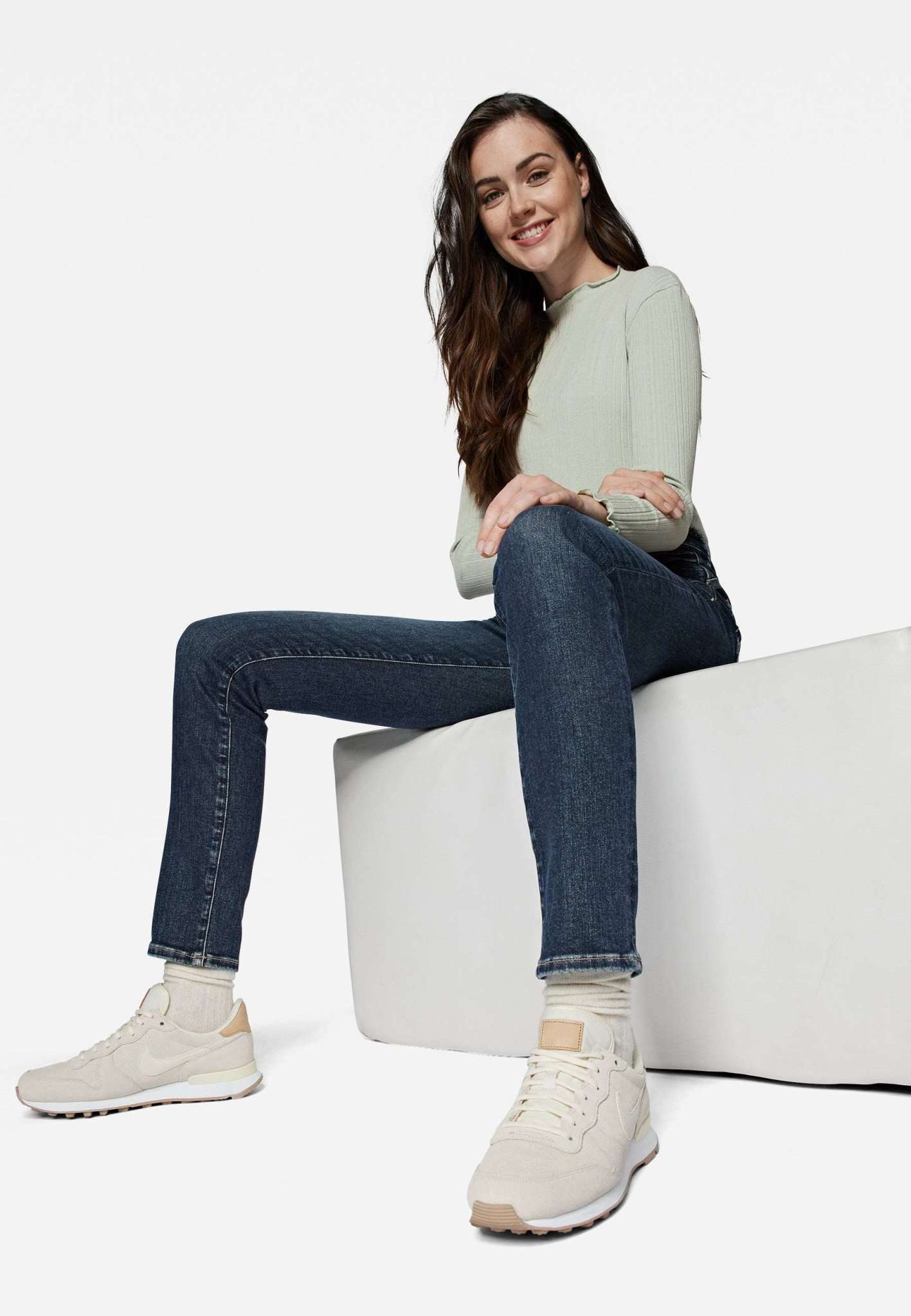 Long Sleeve Top in Aqua Gray Langarmshirts Mavi