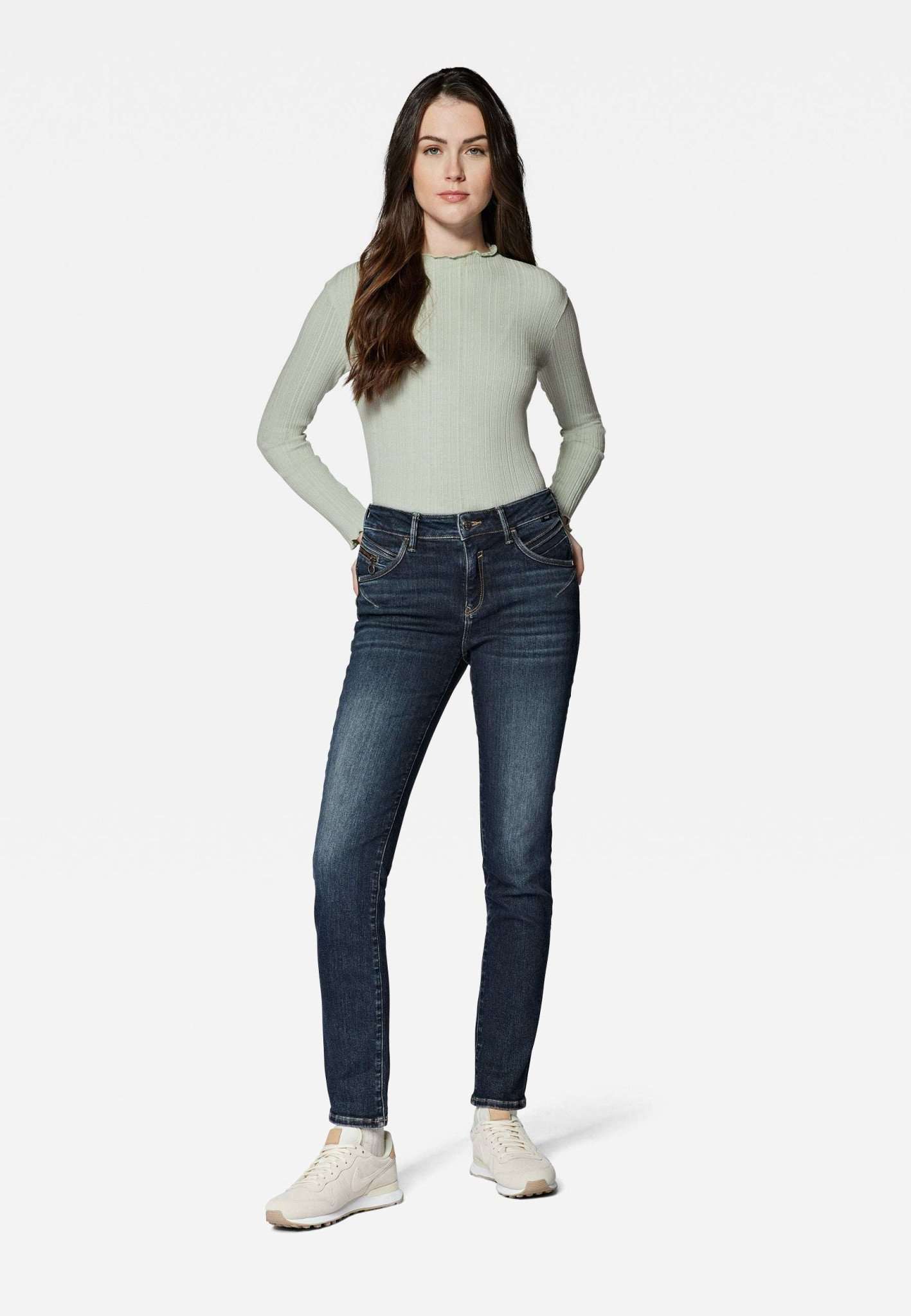 Long Sleeve Top in Aqua Gray Langarmshirts Mavi