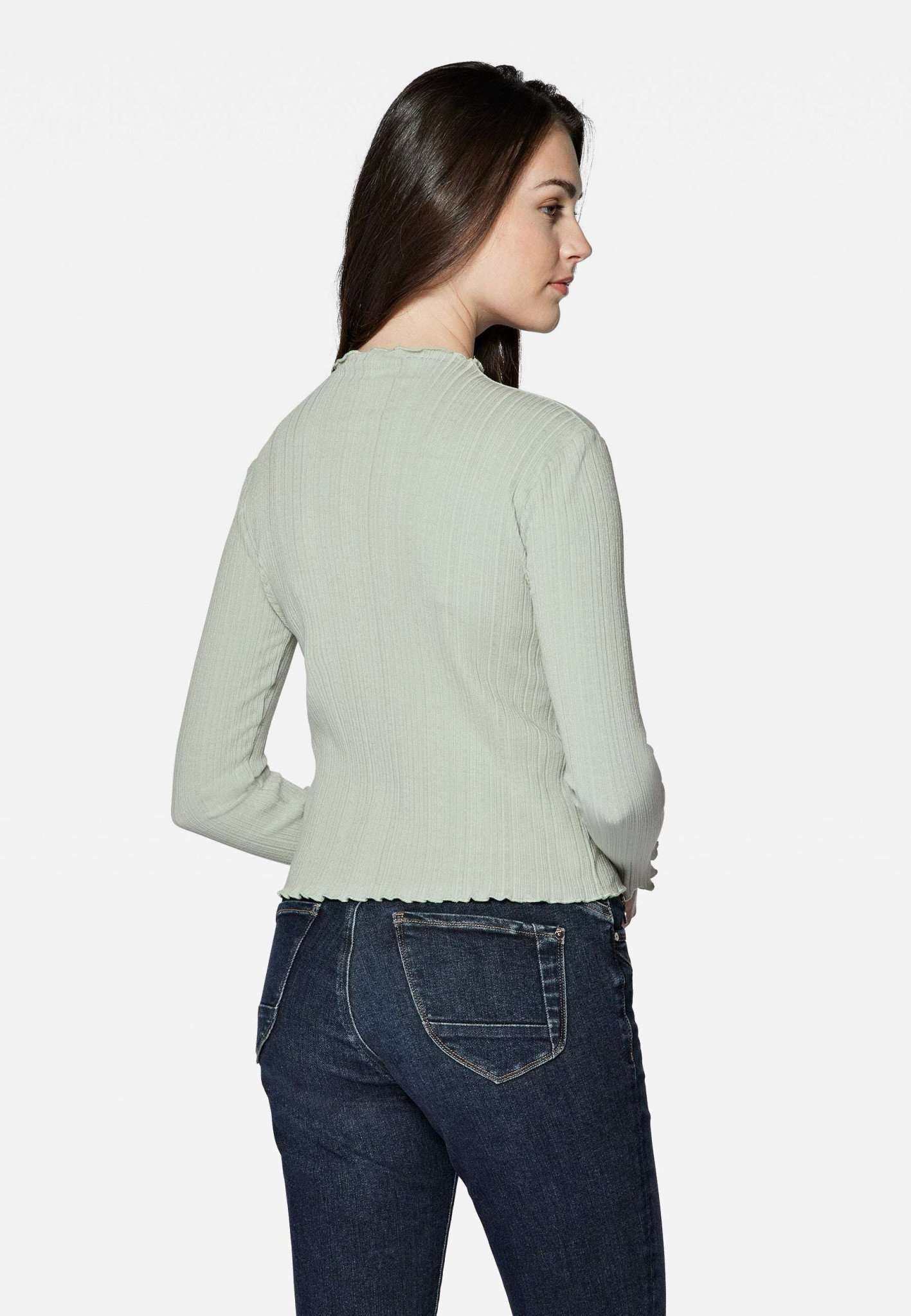 Long Sleeve Top in Aqua Gray Hemden Mavi   