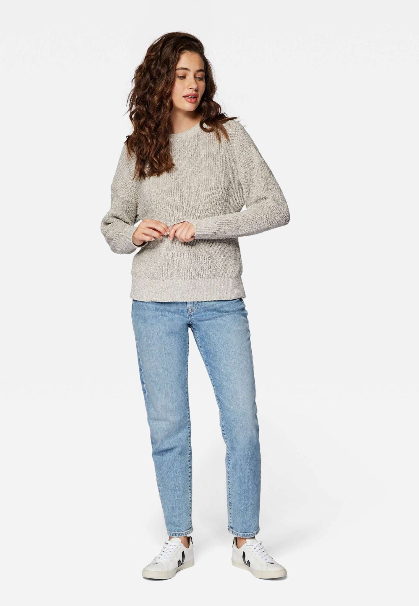 Crew Neck Sweater in Beige Pullover Mavi