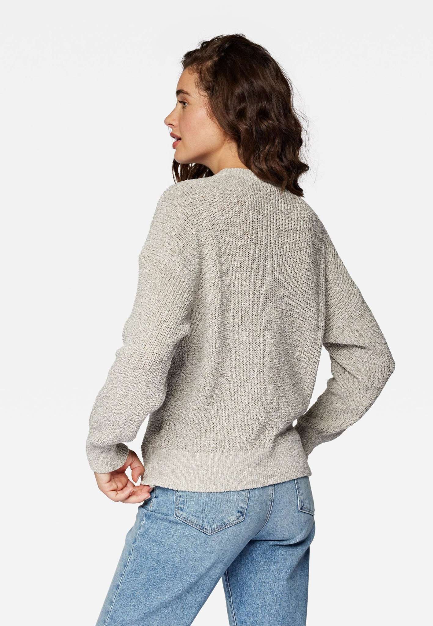 Crew Neck Sweater in Beige Pullover Mavi   