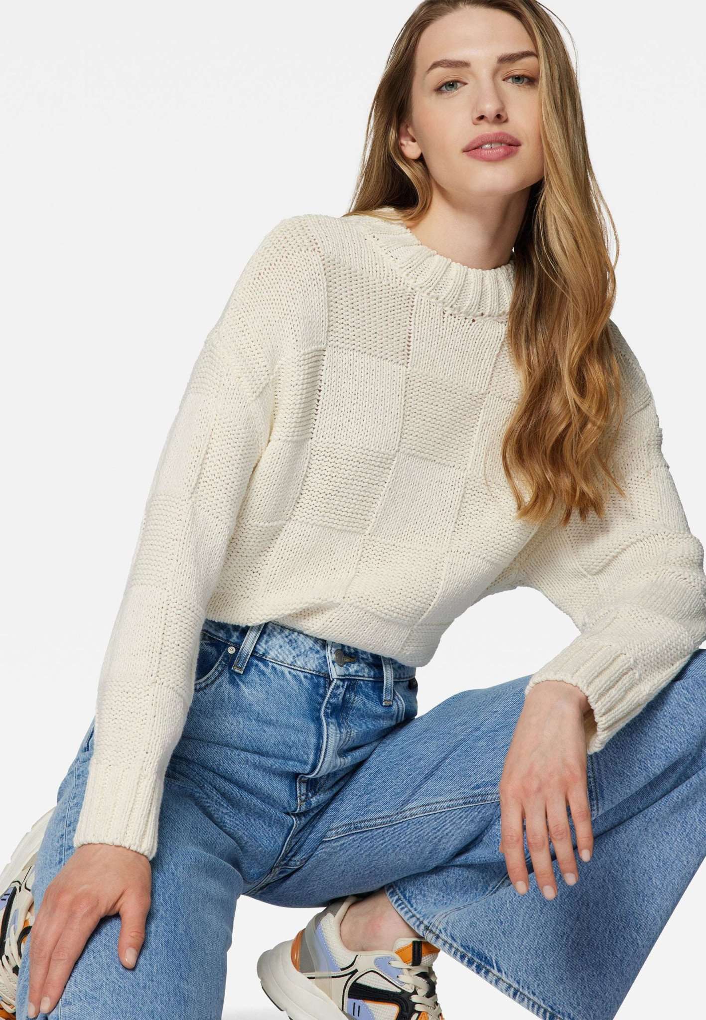 High Neck Sweater in Antique White Pullover Mavi