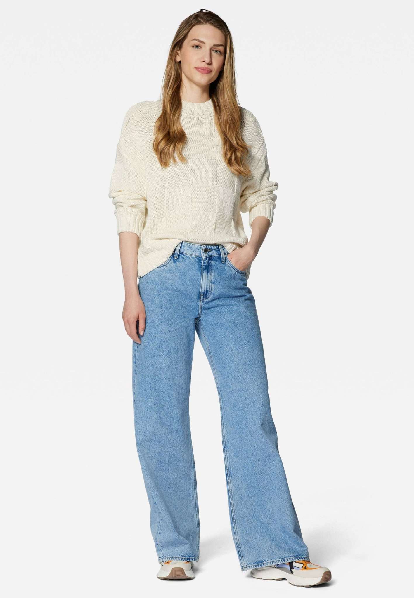 High Neck Sweater in Antique White Pullover Mavi