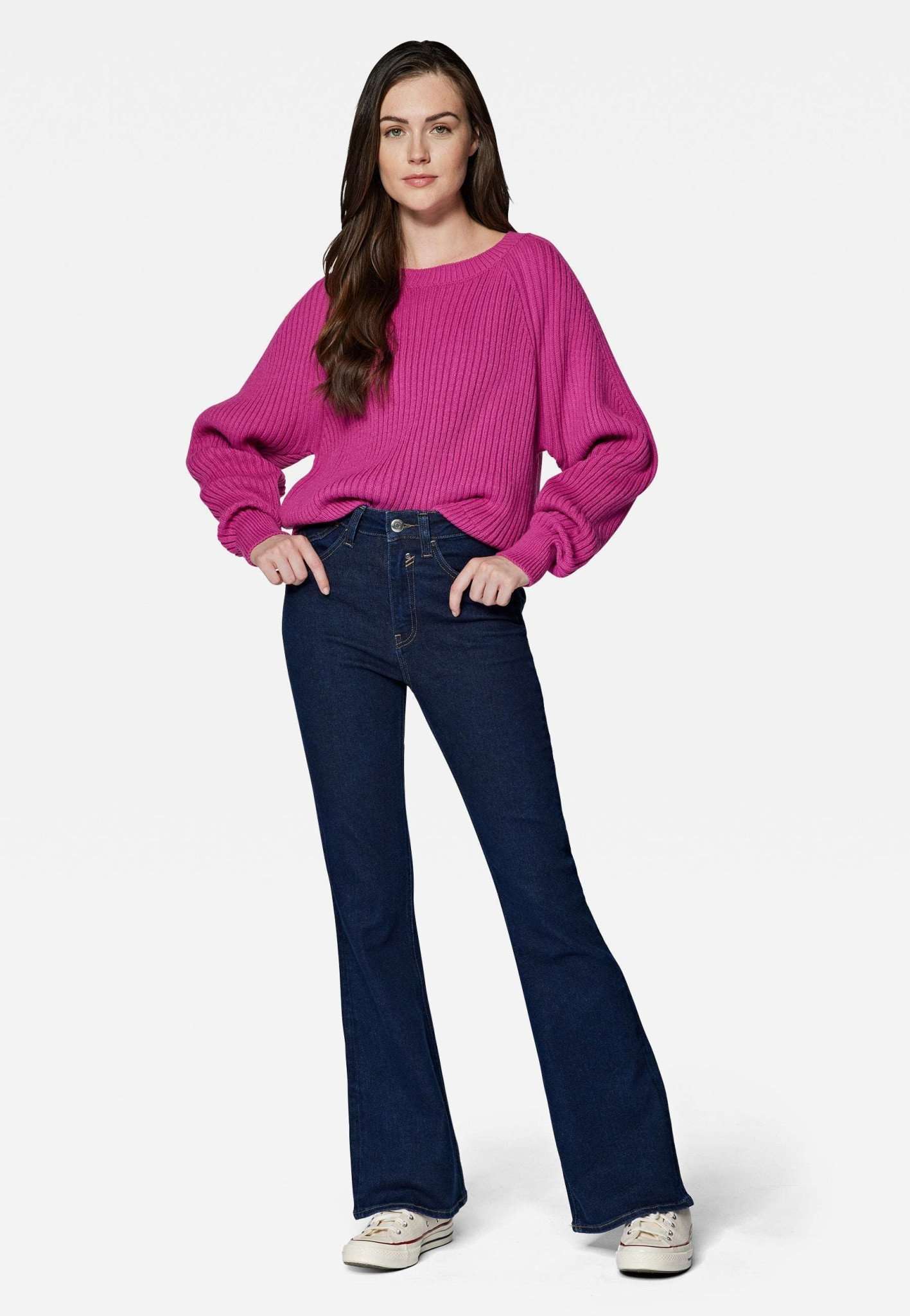 Crew Neck Sweater in Fuchsia Red Pullover Mavi
