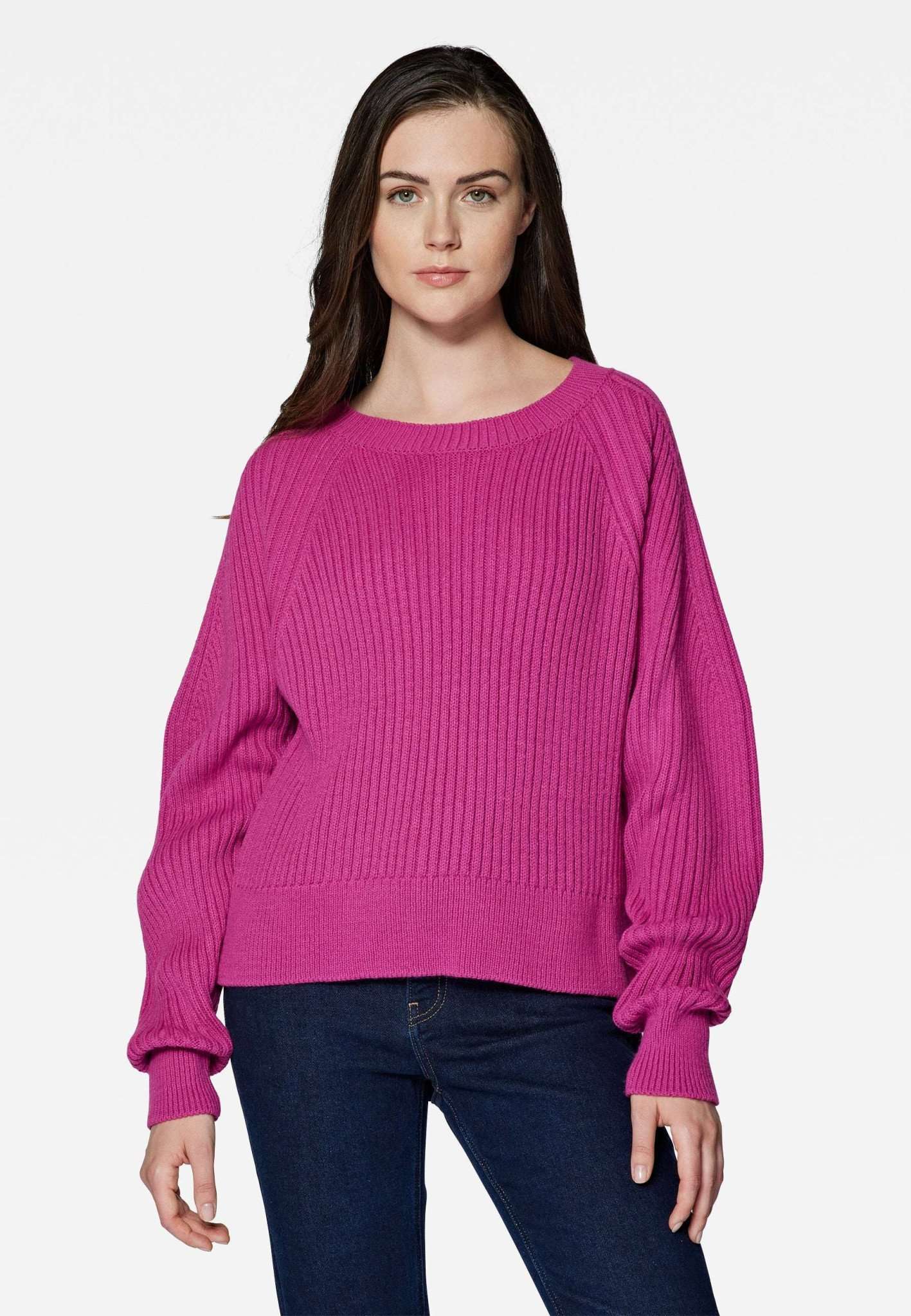 Crew Neck Sweater in Fuchsia Red Pullover Mavi