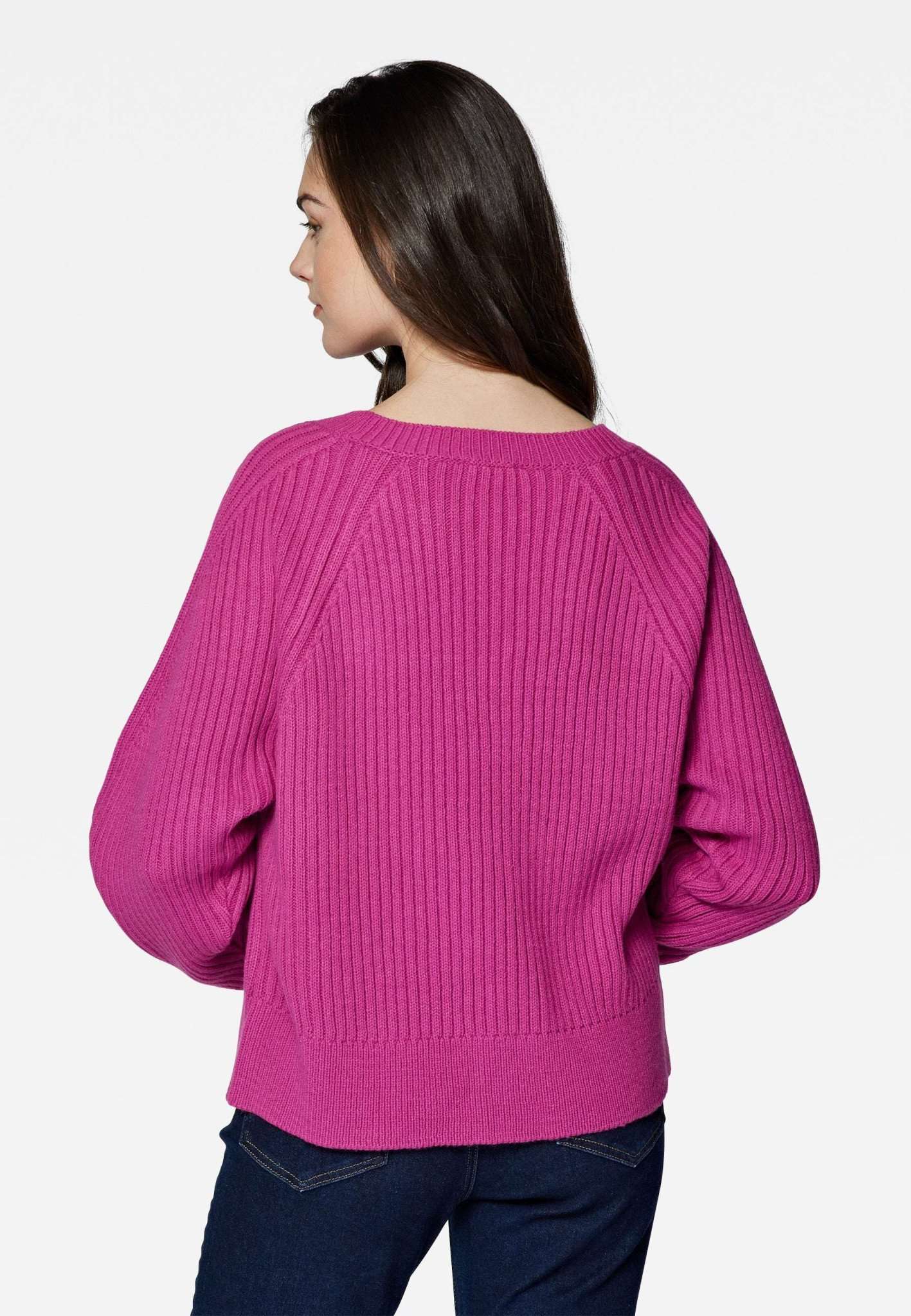 Crew Neck Sweater in Fuchsia Red Pullover Mavi