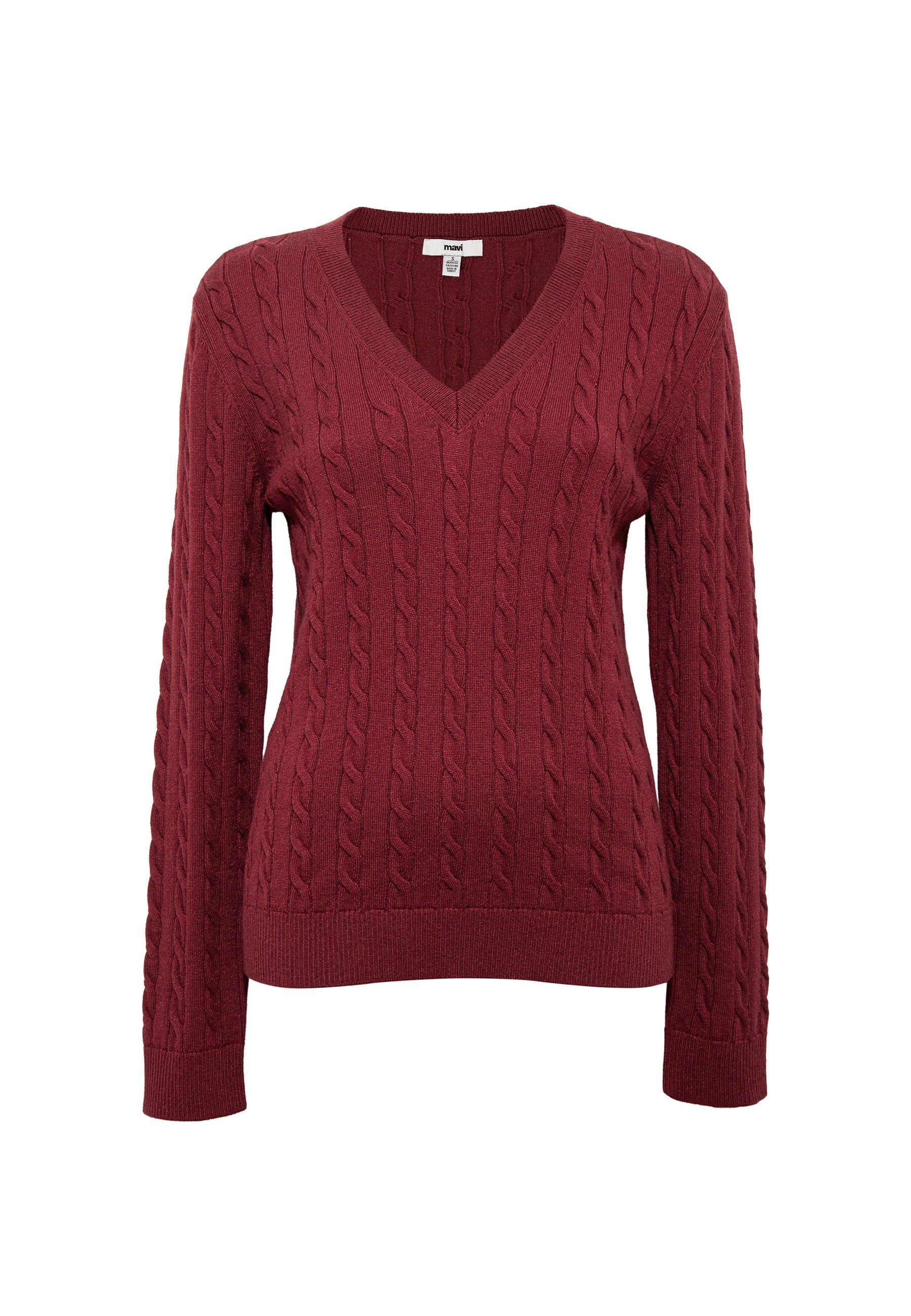 V-Neck Sweater in Cordovan Pullover Mavi