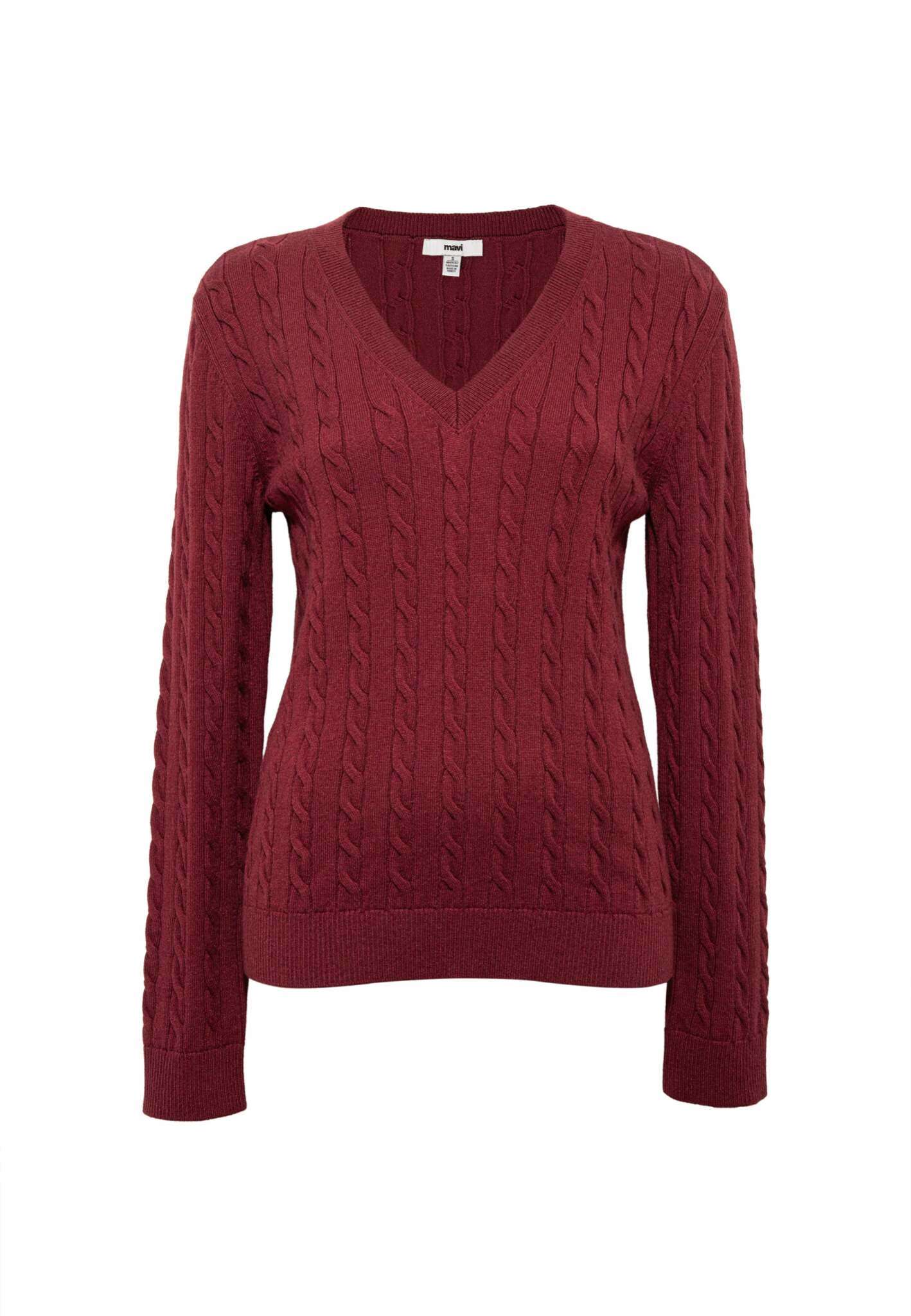 V-Neck Sweater in Cordovan Pullover Mavi