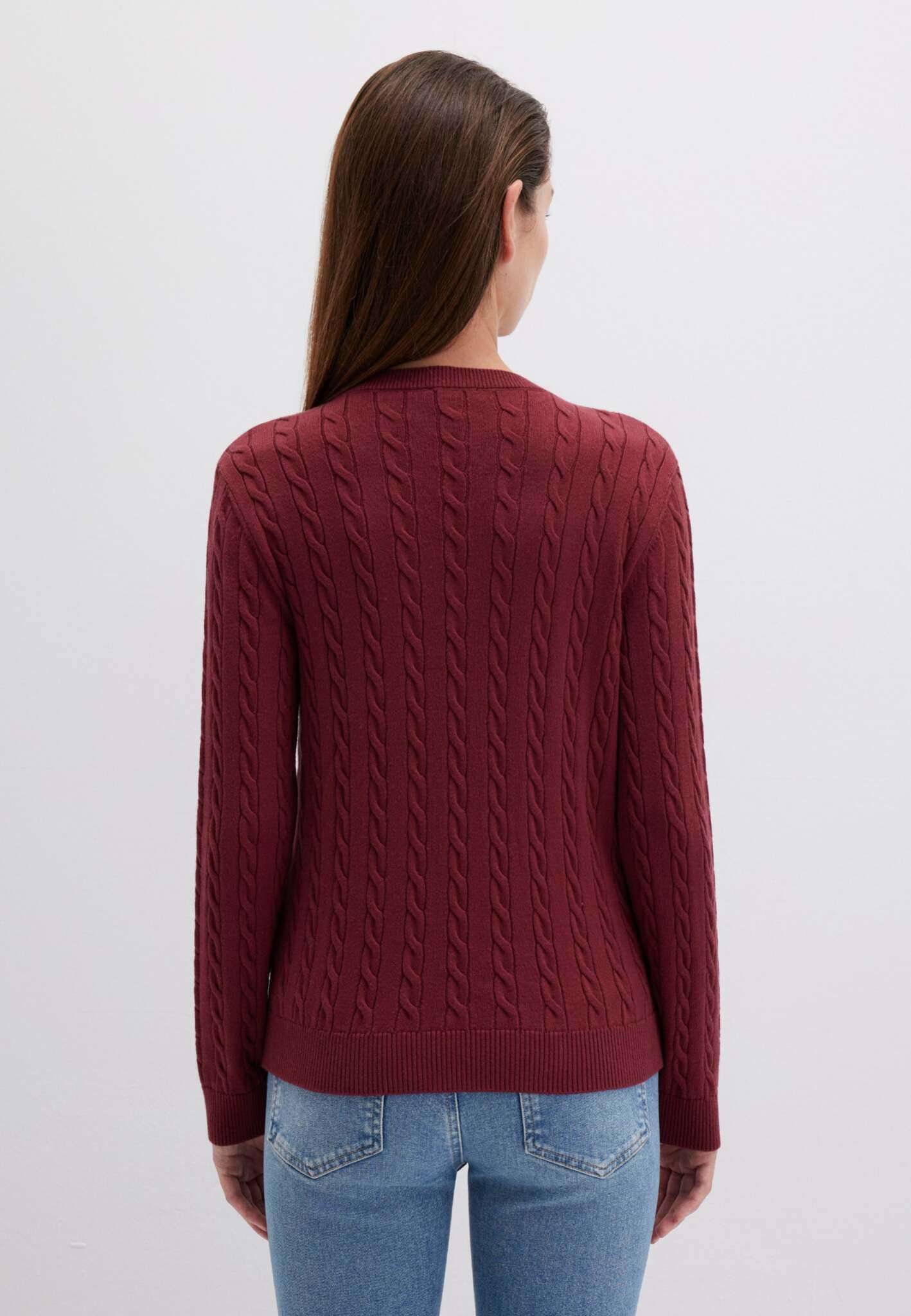 V-Neck Sweater in Cordovan Pullover Mavi