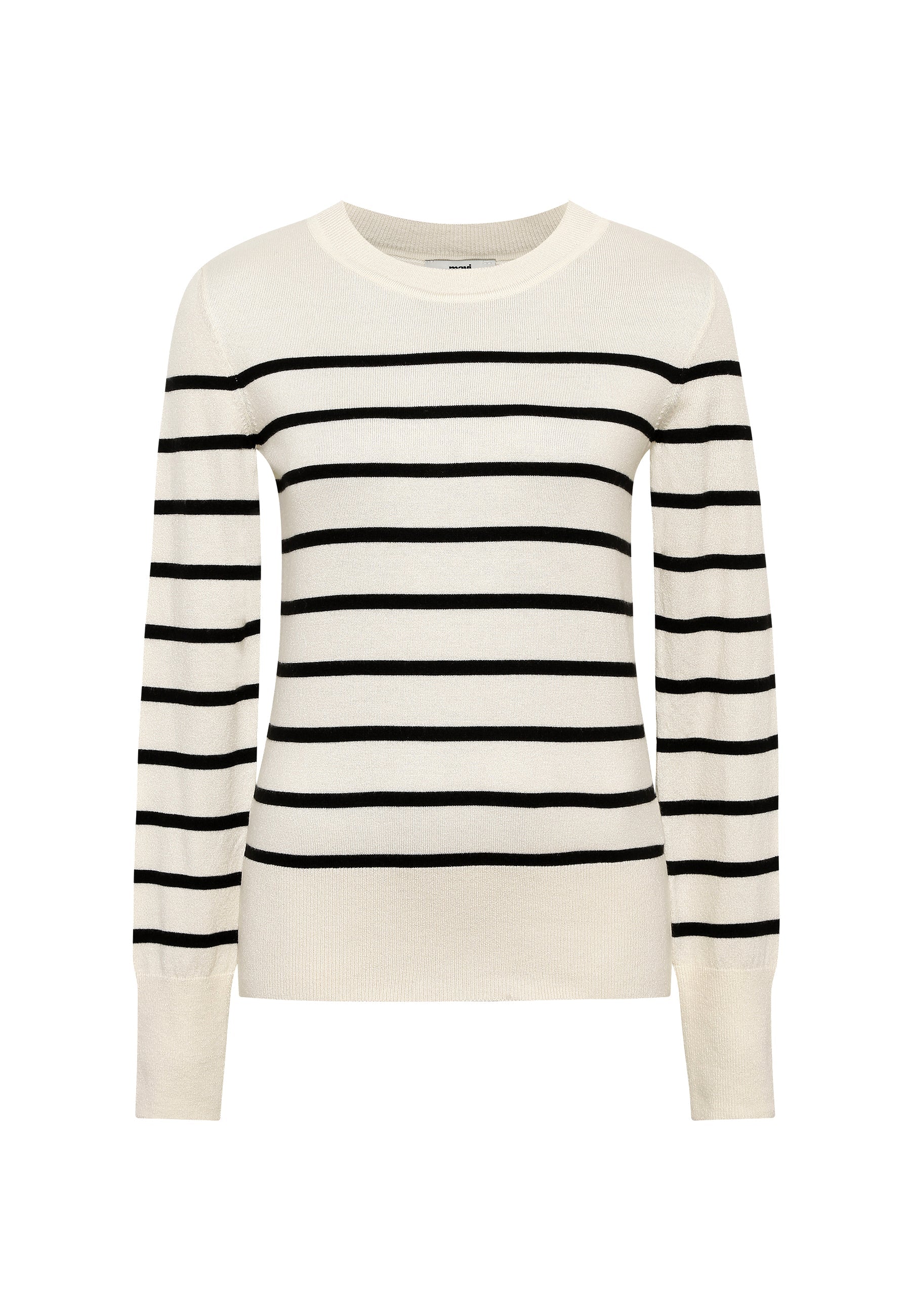 Crew Neck Sweater in Black Stripe Pullover Mavi