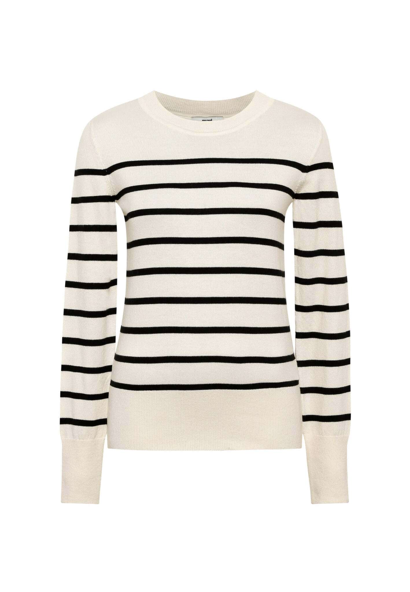 Crew Neck Sweater in Black Stripe Pullover Mavi