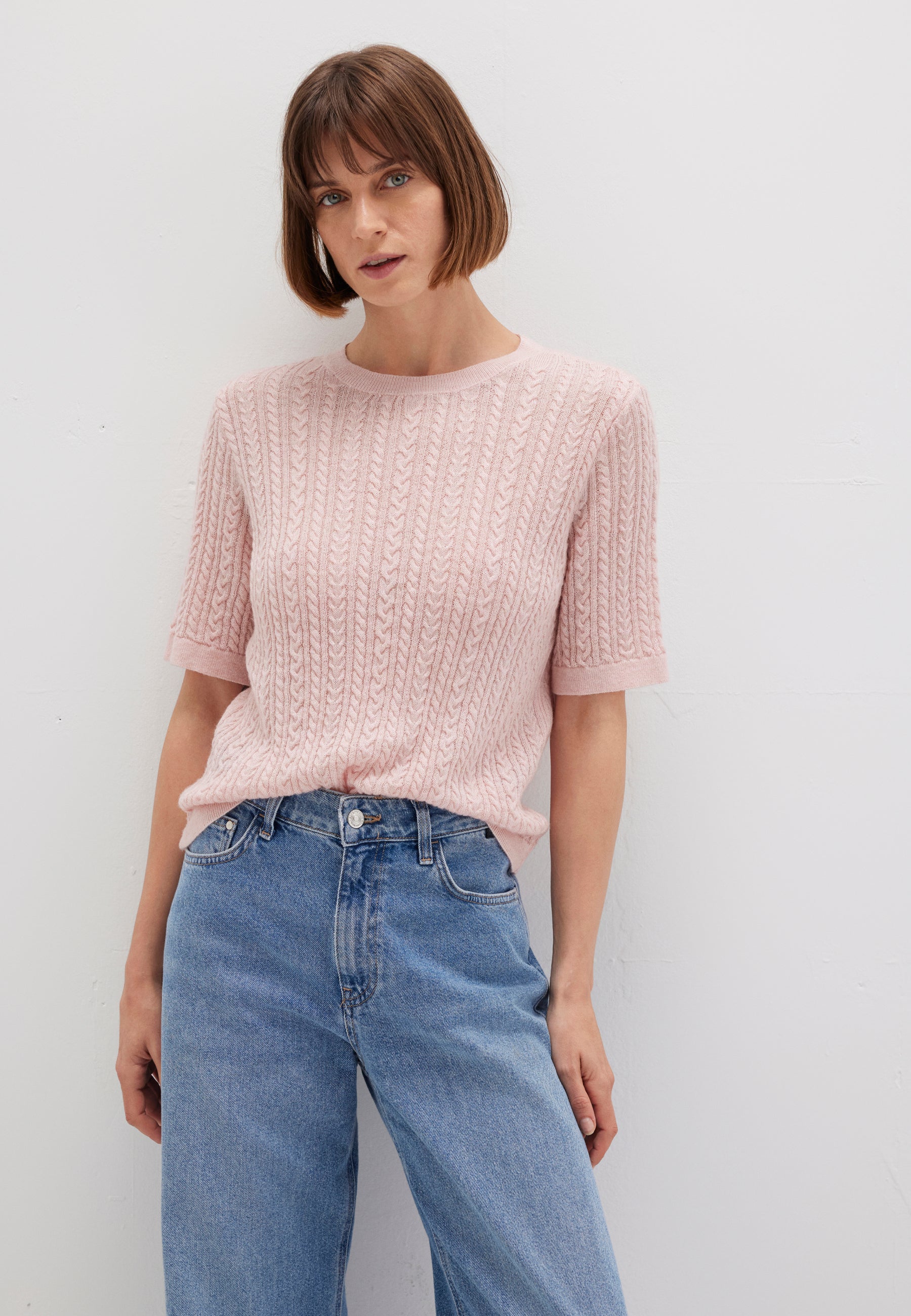 Short Sleeve Tricot in Lotus Melange Pullover Mavi