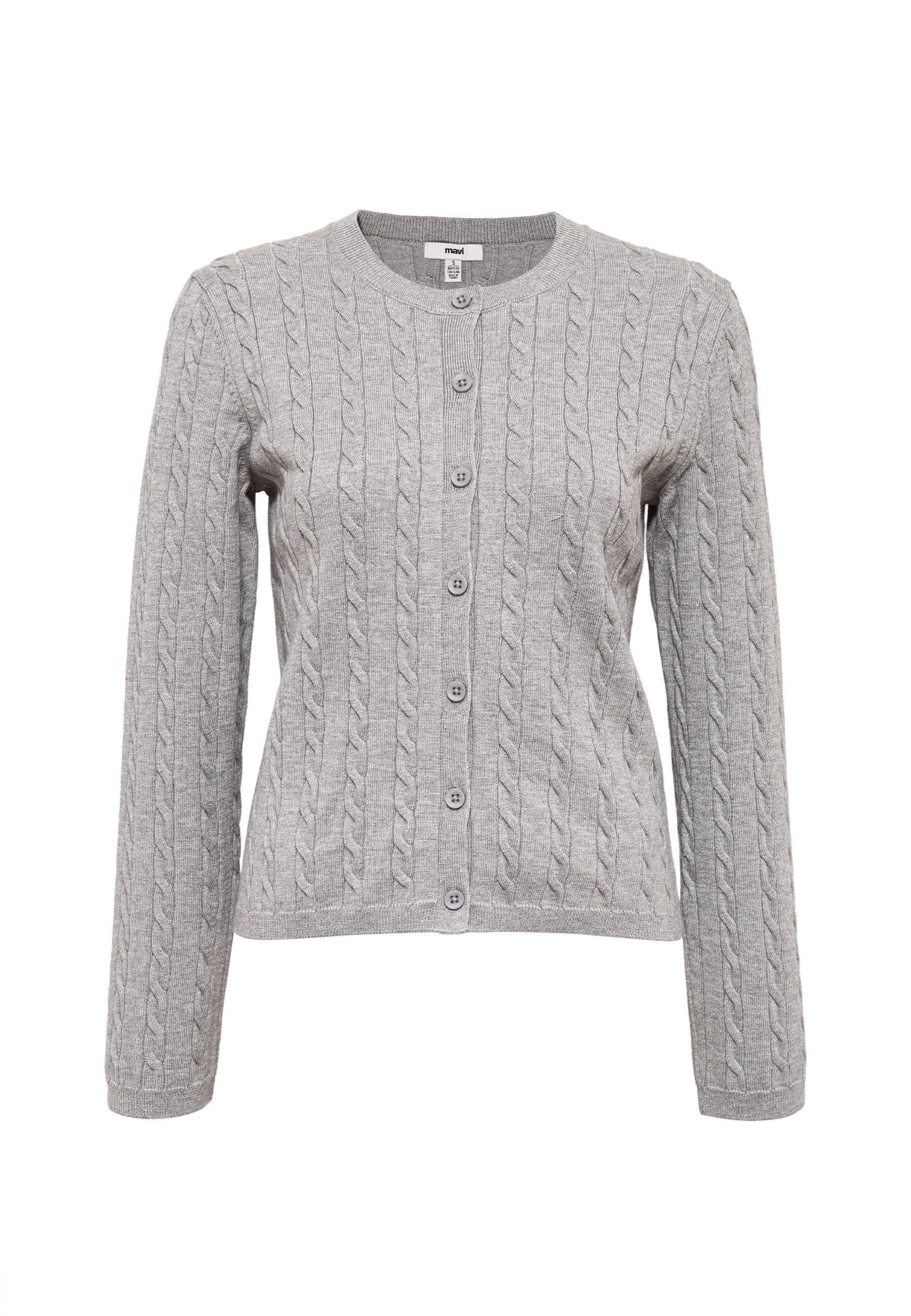 Button Short Cardigan in Mid Grey Melange Strickjacken Mavi