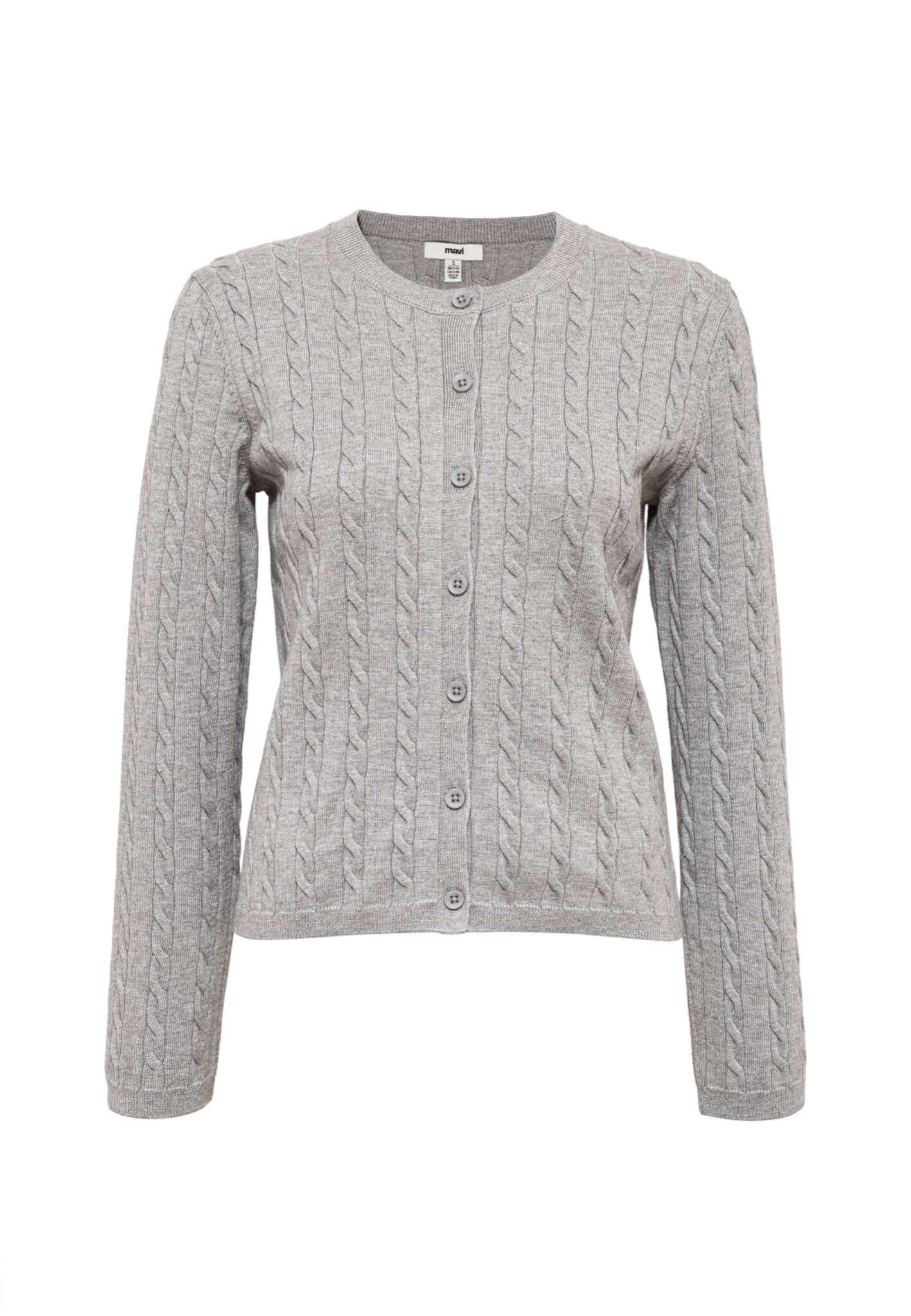 Button Short Cardigan in Mid Grey Melange Strickjacken Mavi