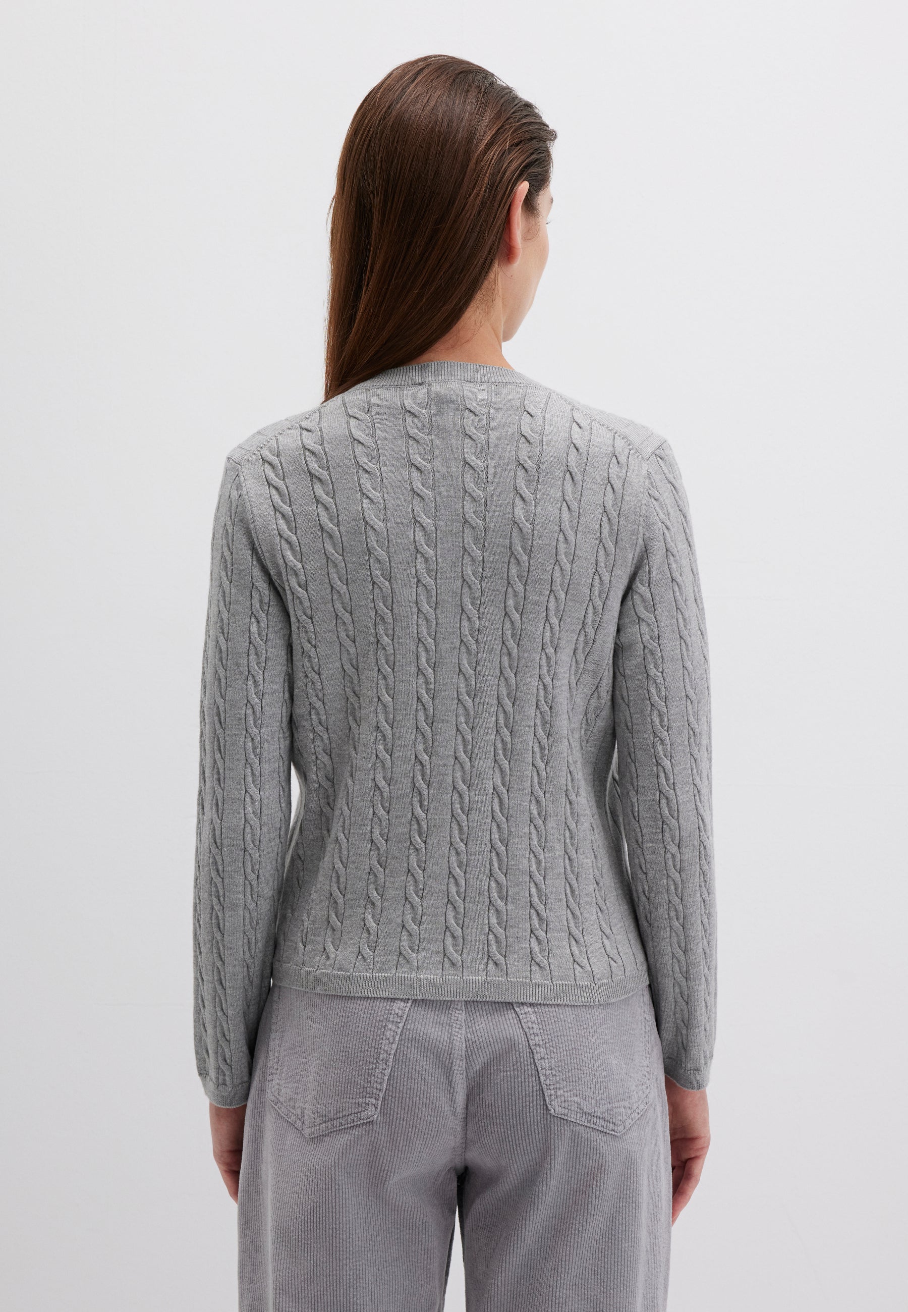 Button Short Cardigan in Mid Grey Melange Strickjacken Mavi