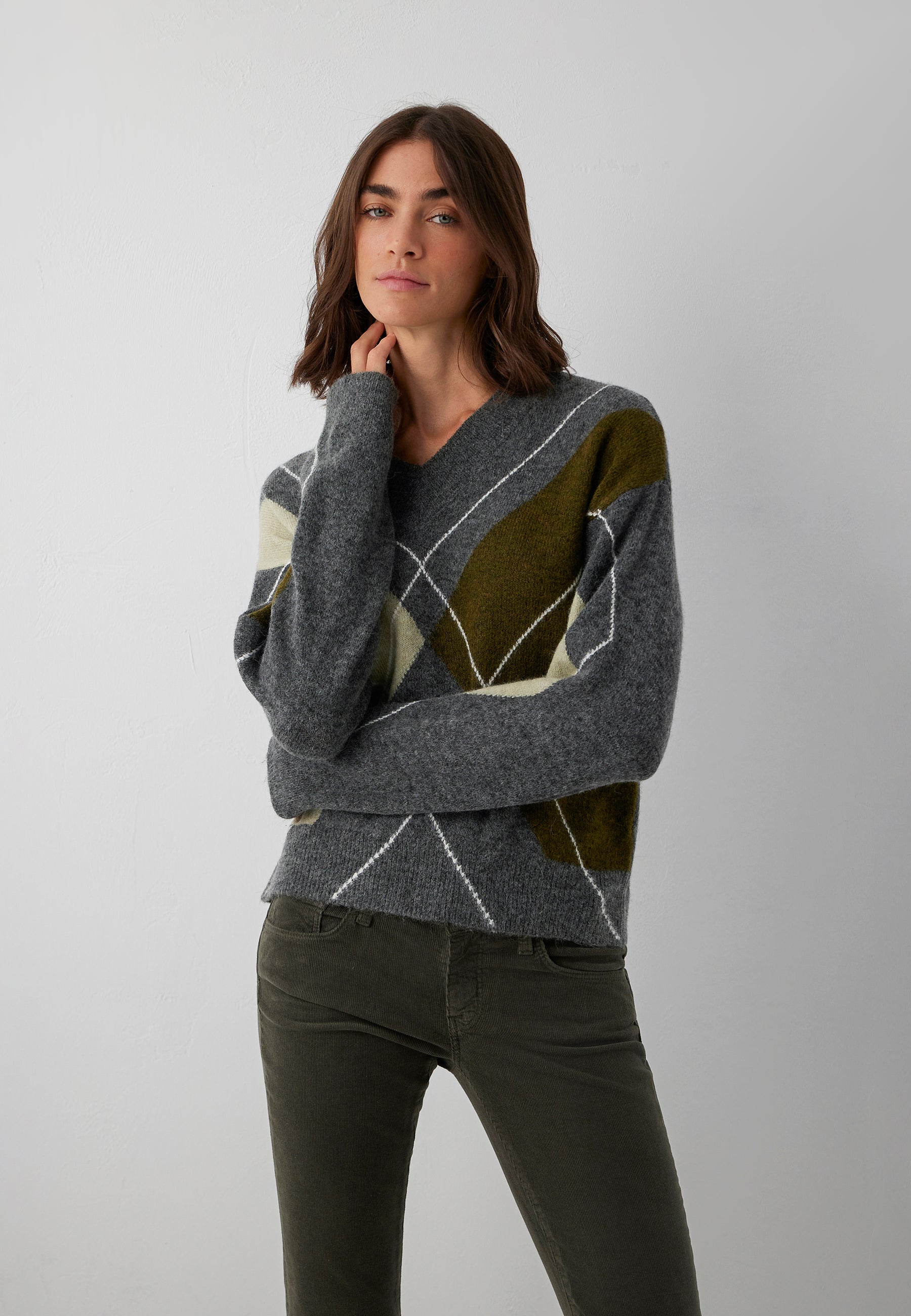 Pullover V-Neck in Antrasit Melange