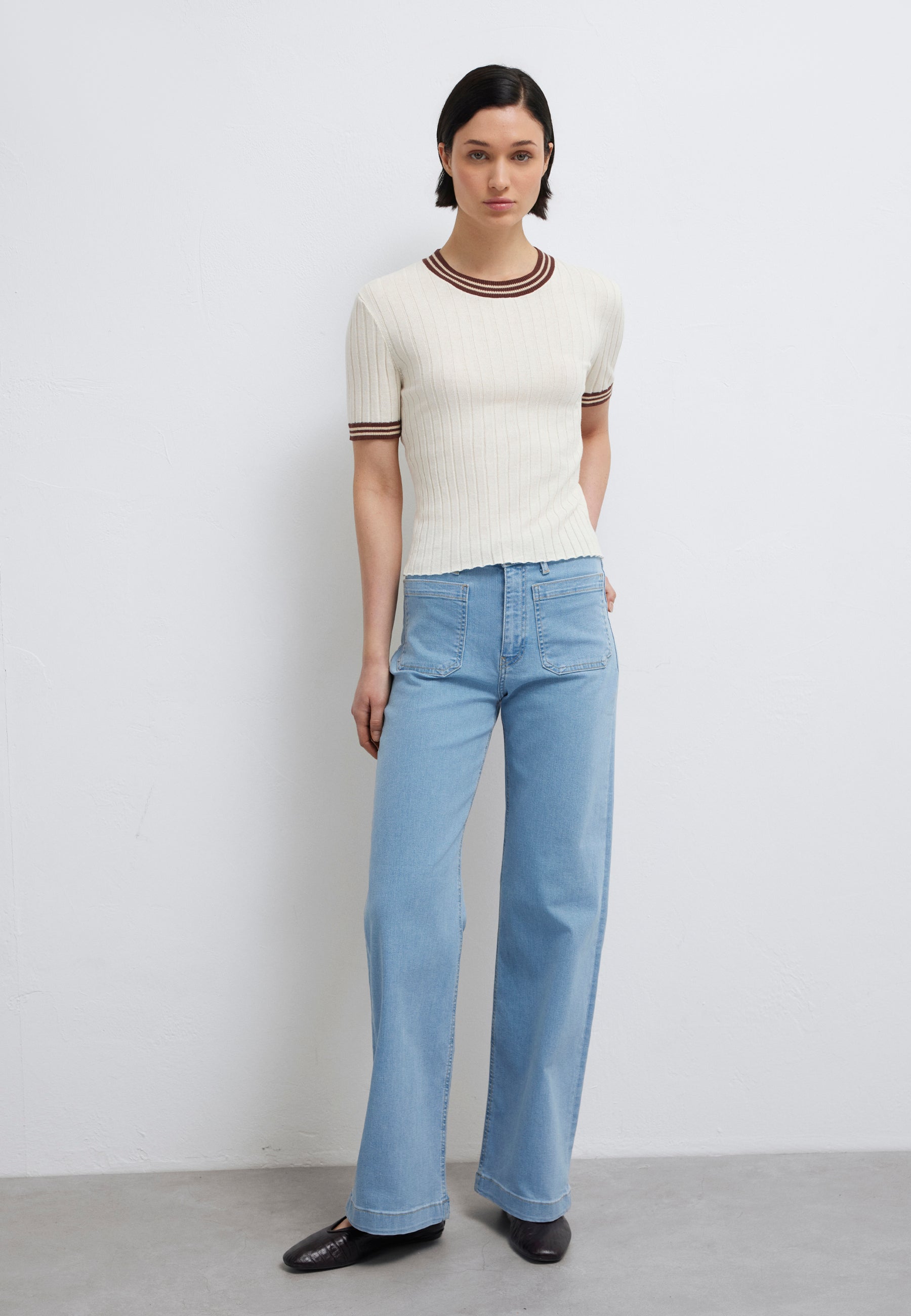 Short Sleeve Tricot in Egret T-Shirts Mavi