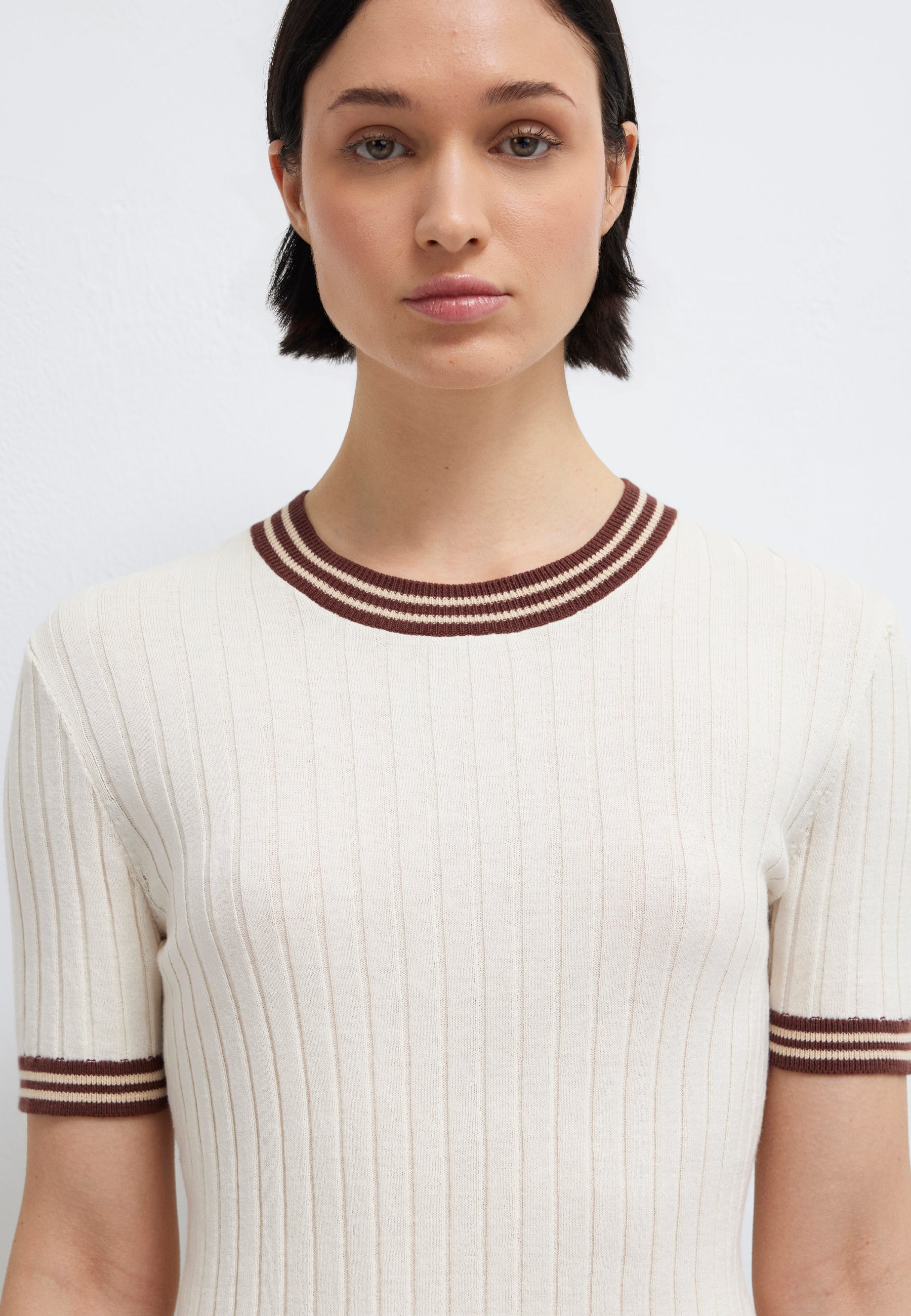 Short Sleeve Tricot in Egret T-Shirts Mavi