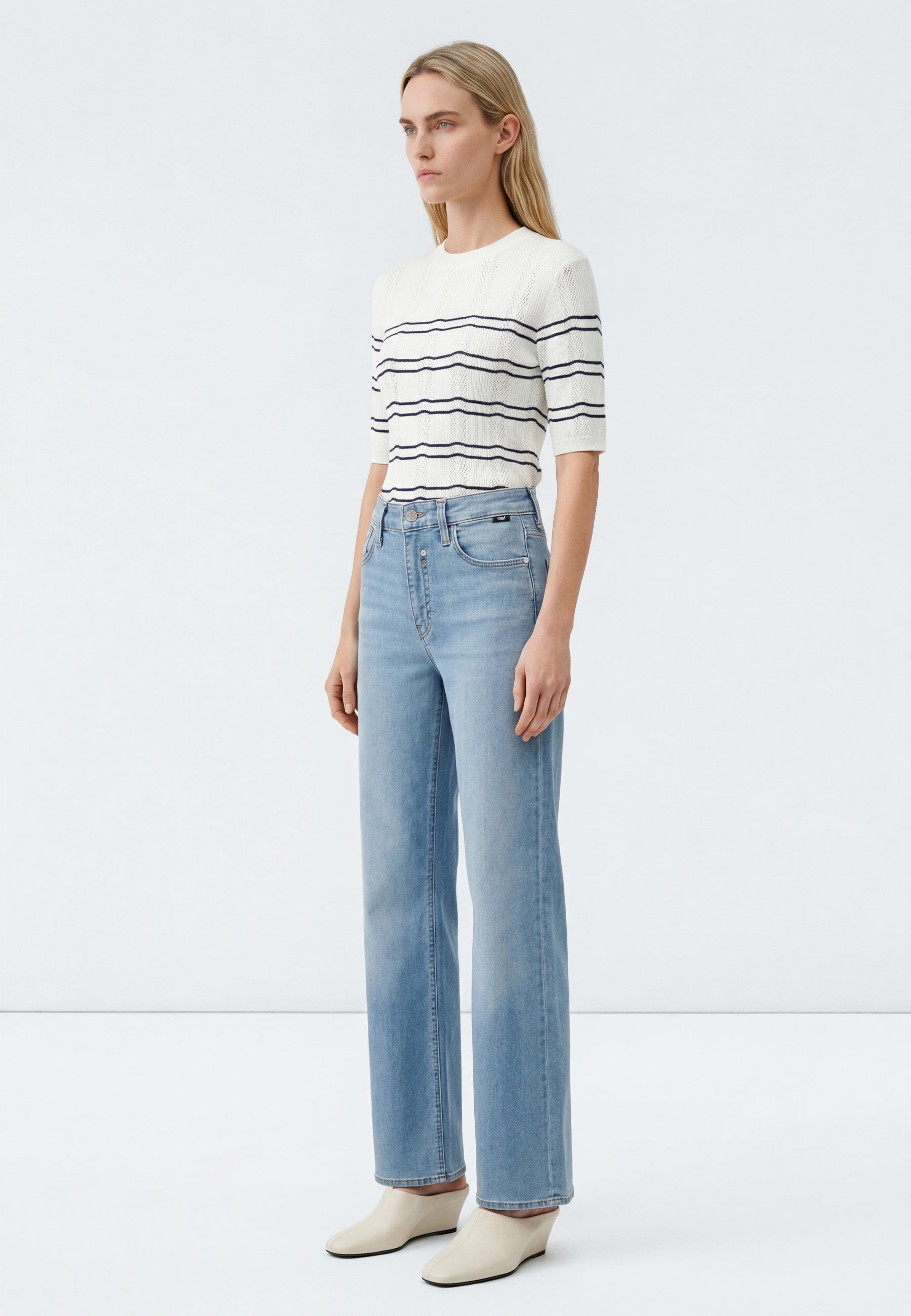 Short Sleeve Tricot in Peacoat Striped T-Shirts Mavi