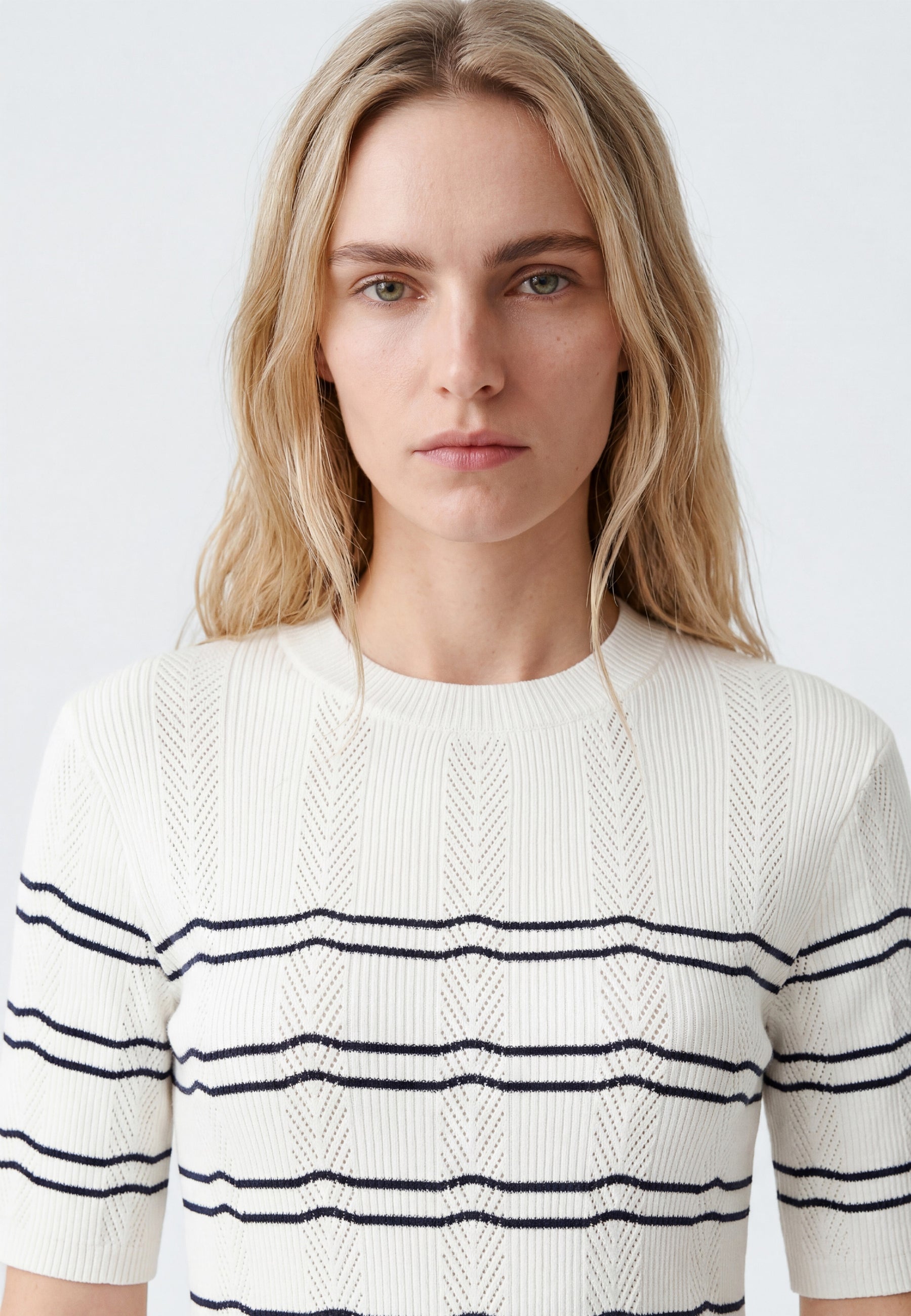 Short Sleeve Tricot in Peacoat Striped T-Shirts Mavi