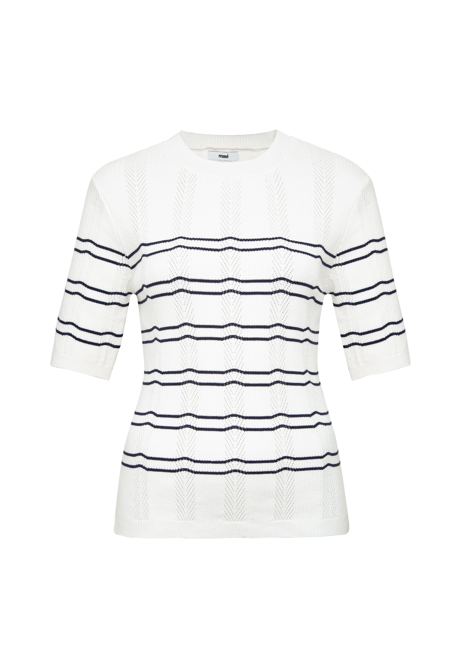 Short Sleeve Tricot in Peacoat Striped T-Shirts Mavi