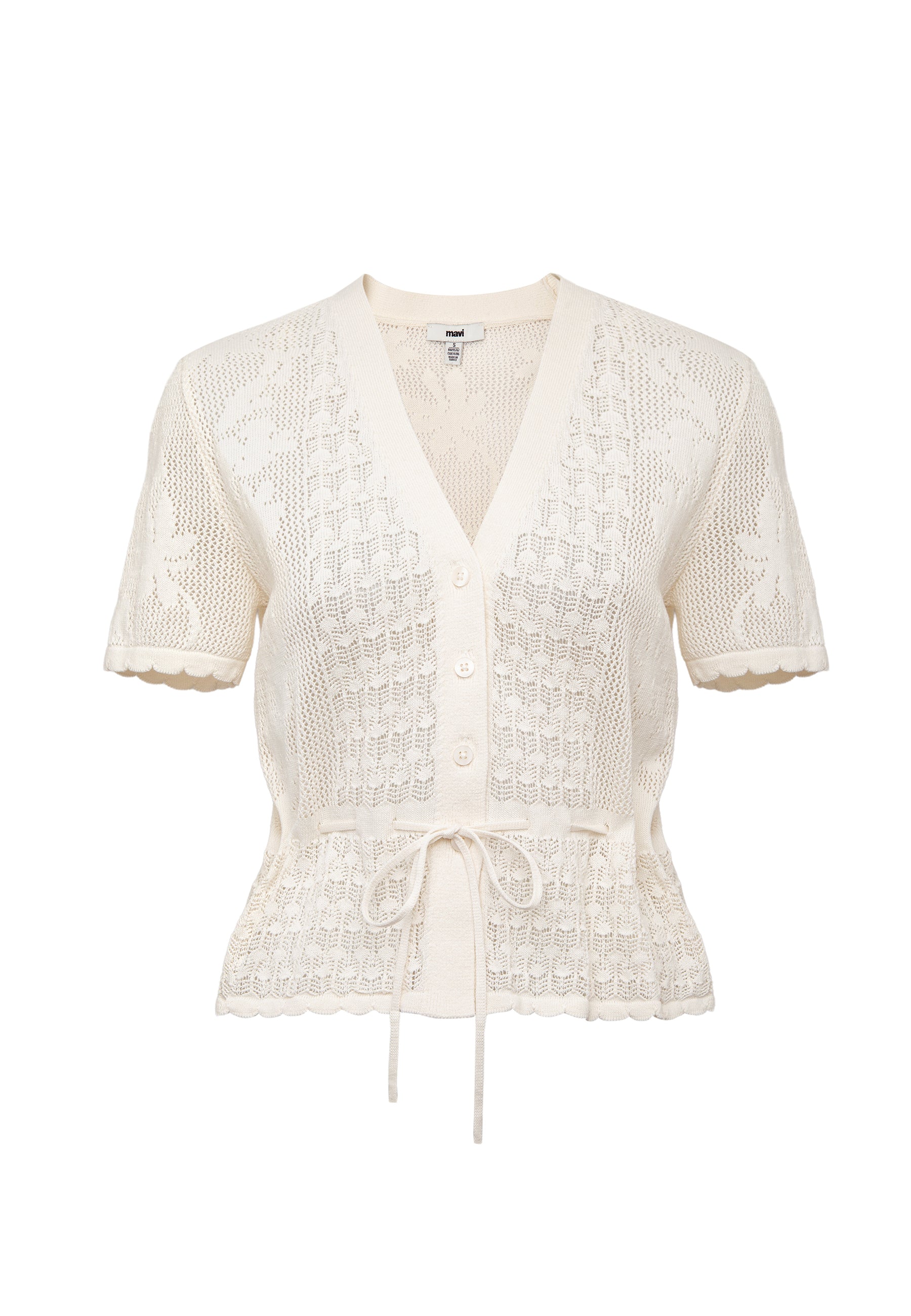 Short Sleeve Cardigan in Antique White Pullover Mavi